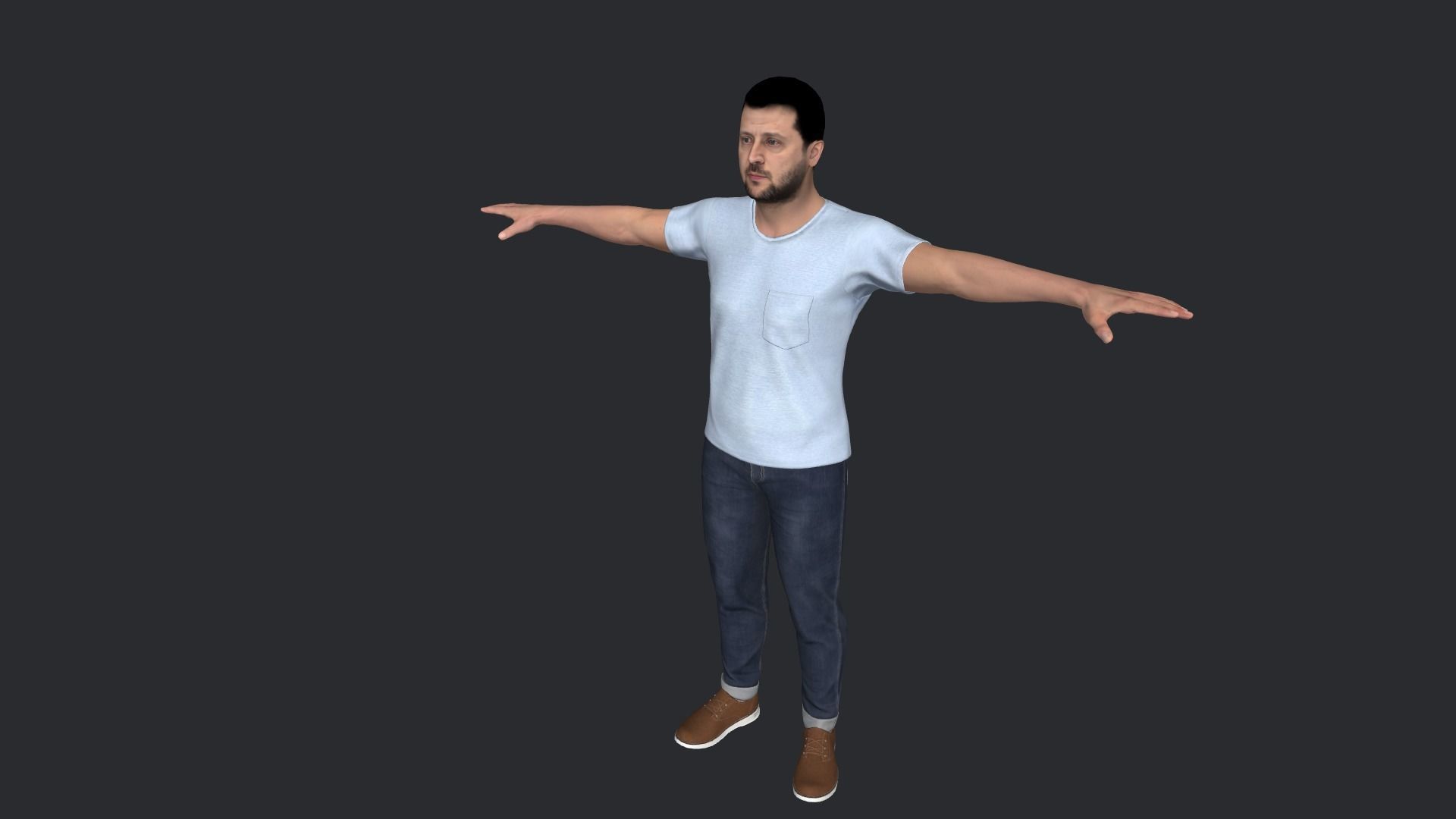Volodymyr Zelenskyy Hyper Realistic Full Body Rigged Character 3D model_5