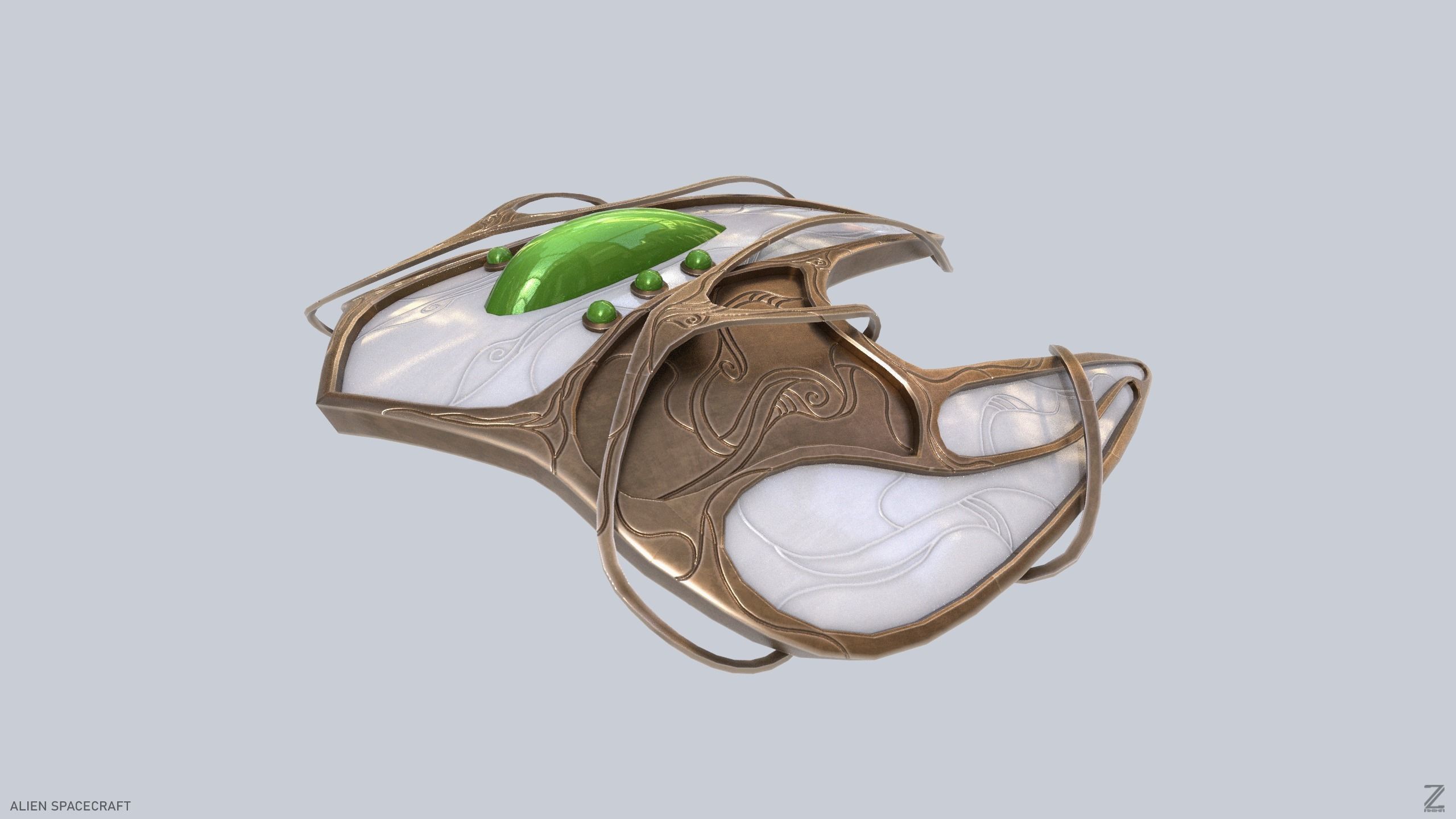 Alien spacecraft Low-poly 3D model_4