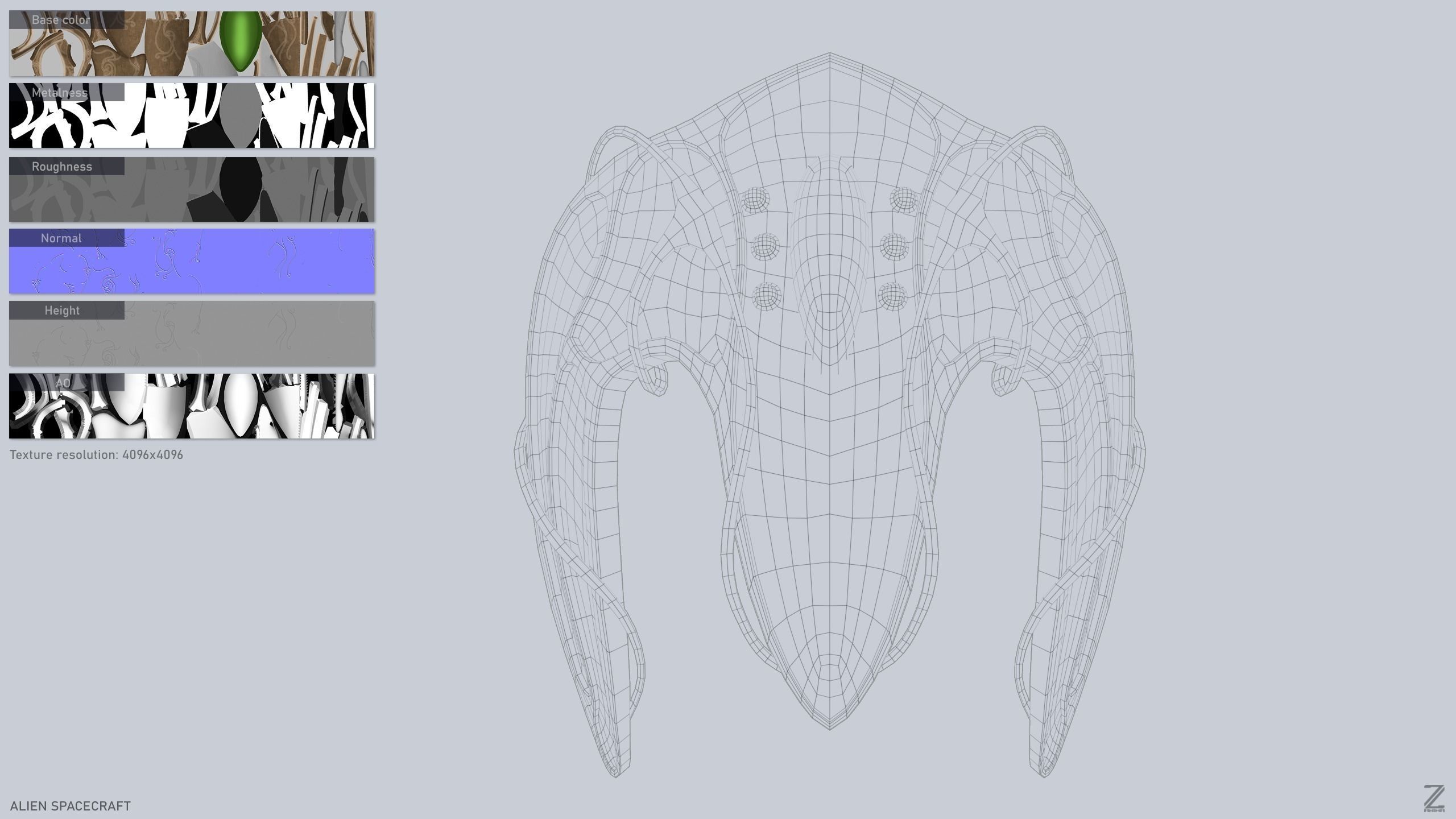 Alien spacecraft Low-poly 3D model_2
