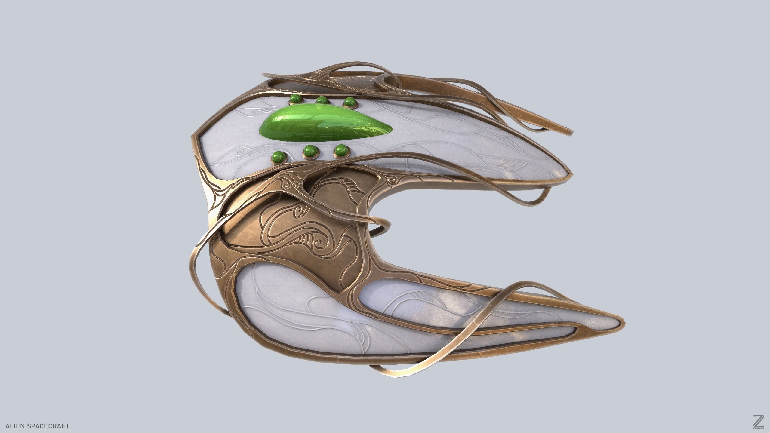 Alien spacecraft Low-poly 3D model_5