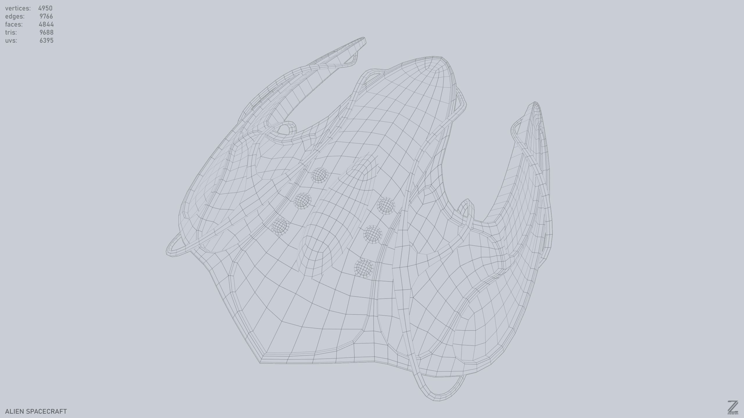 Alien spacecraft Low-poly 3D model_11