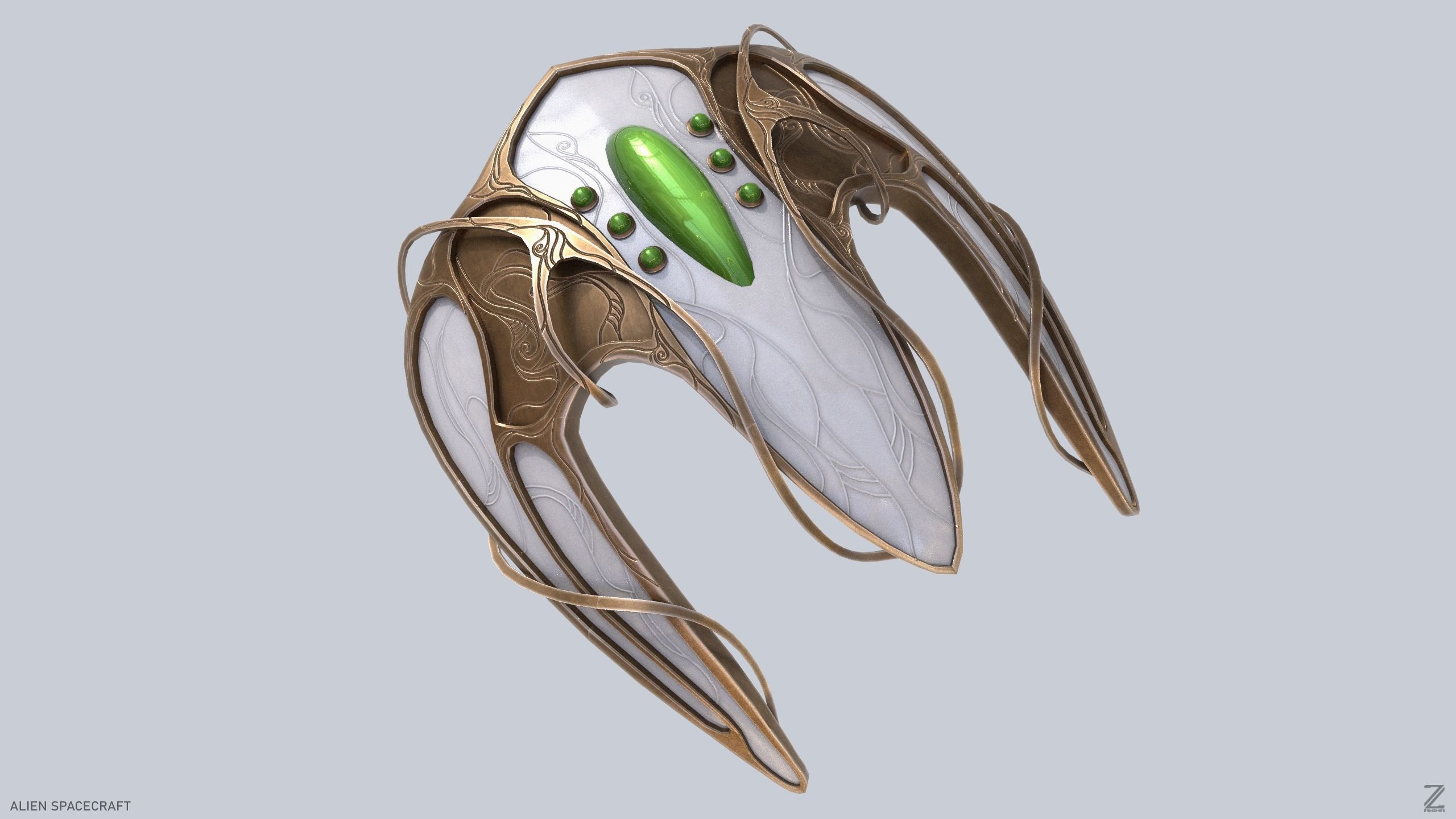 Alien spacecraft Low-poly 3D model_6