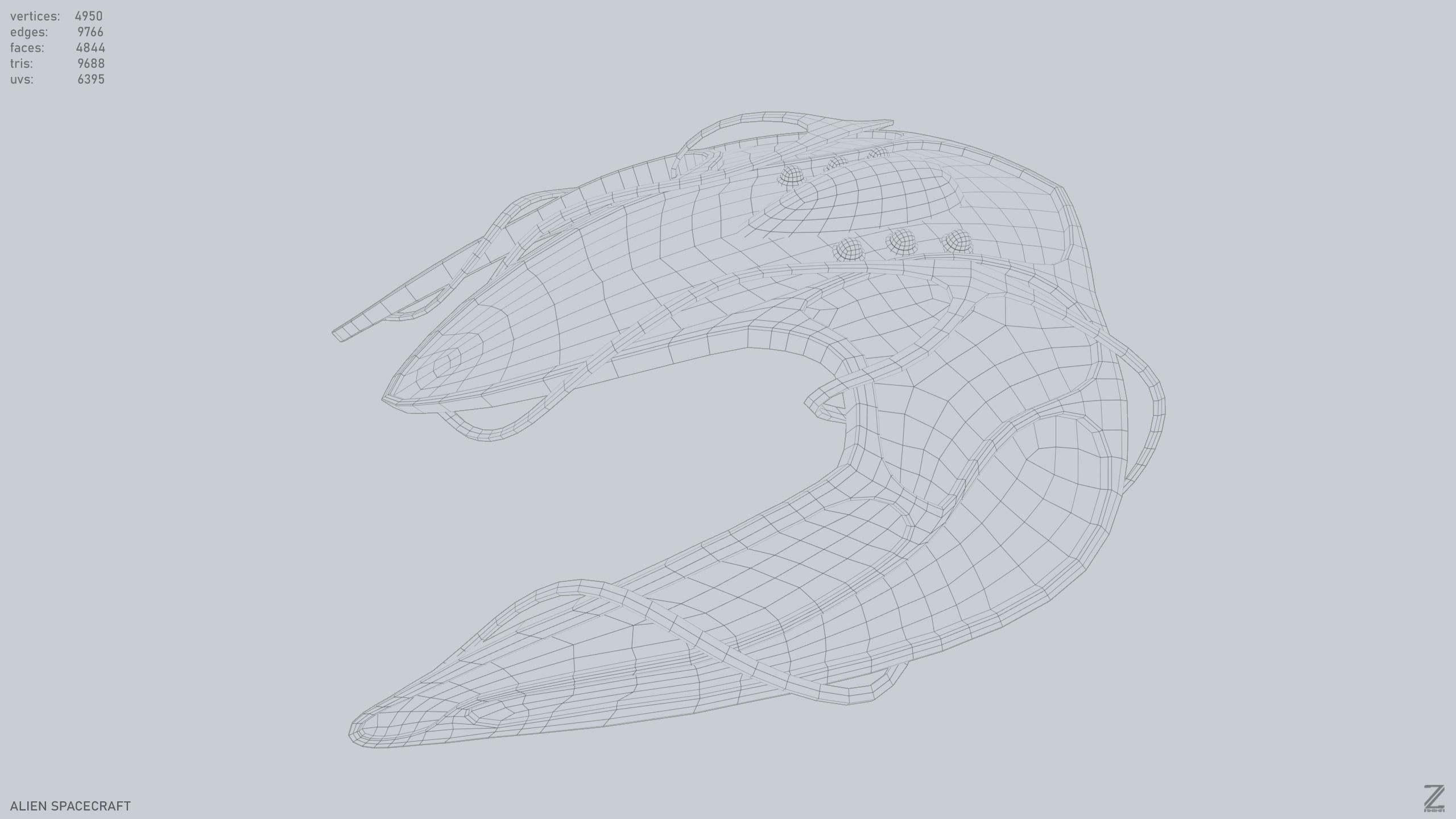 Alien spacecraft Low-poly 3D model_8
