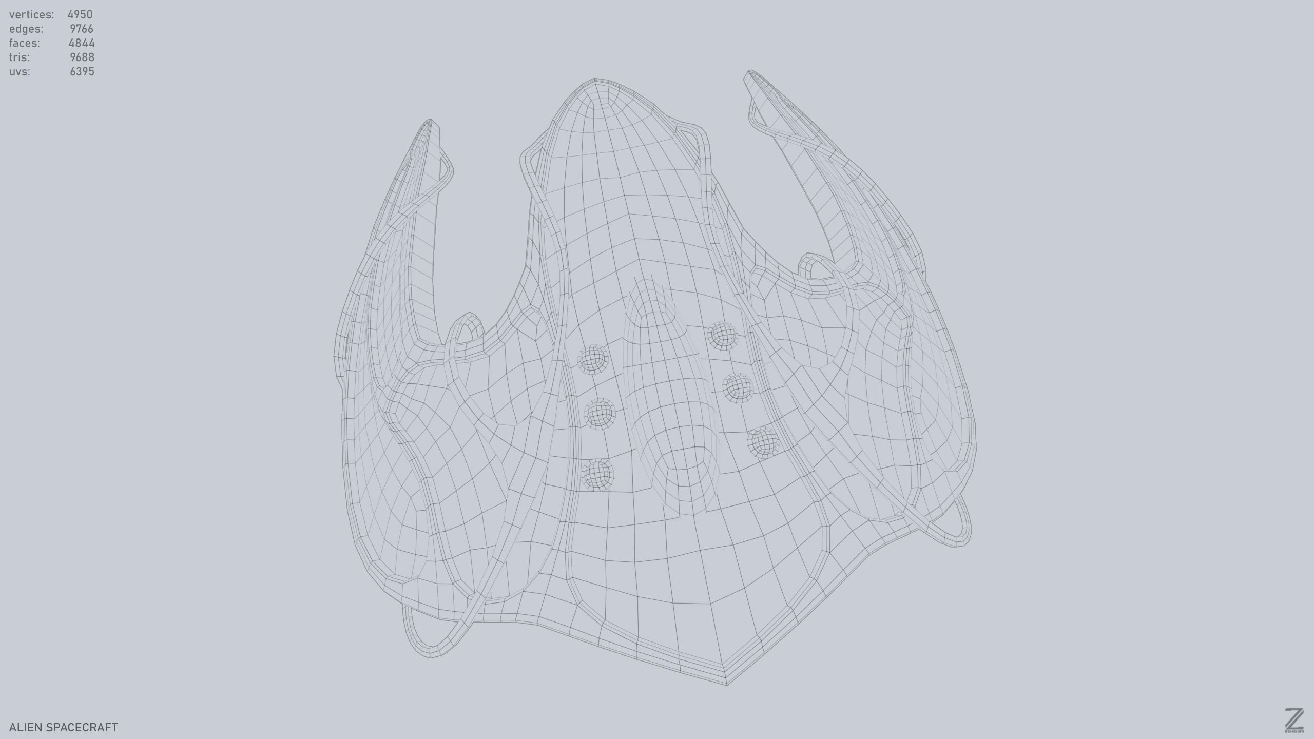 Alien spacecraft Low-poly 3D model_10
