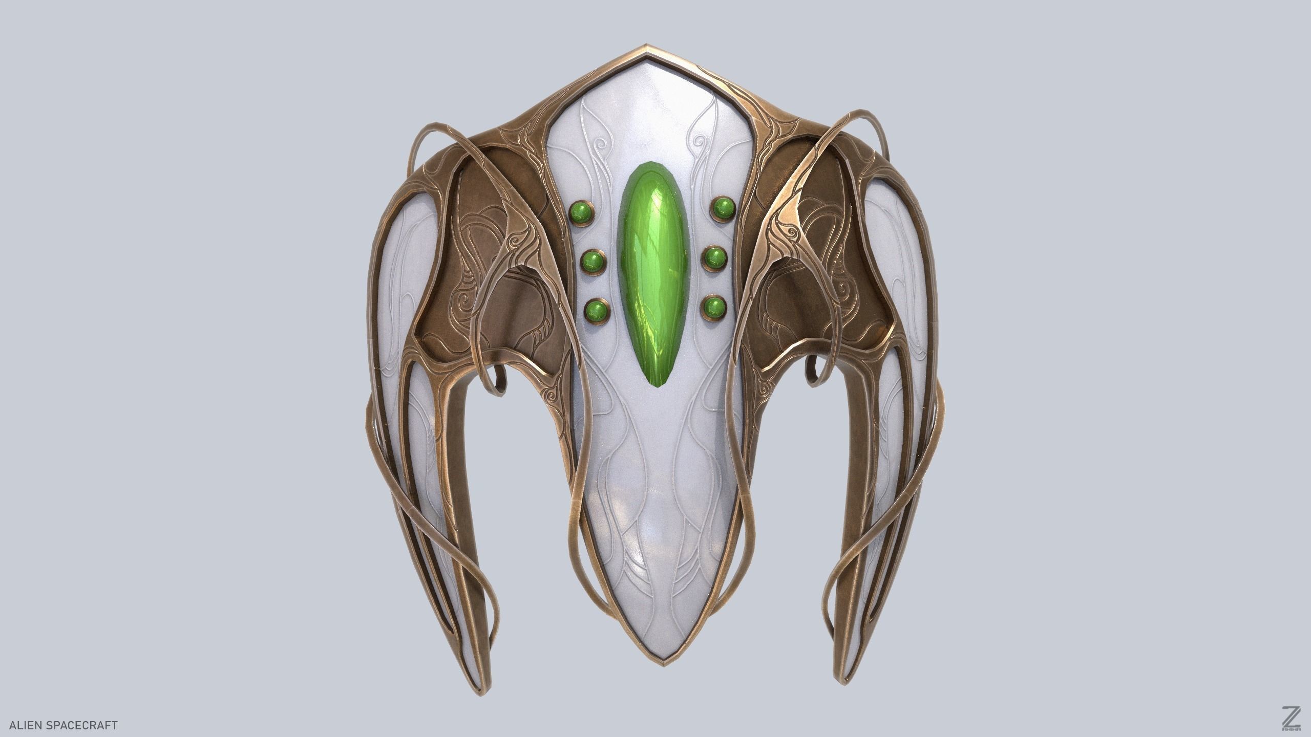 Alien spacecraft Low-poly 3D model_7