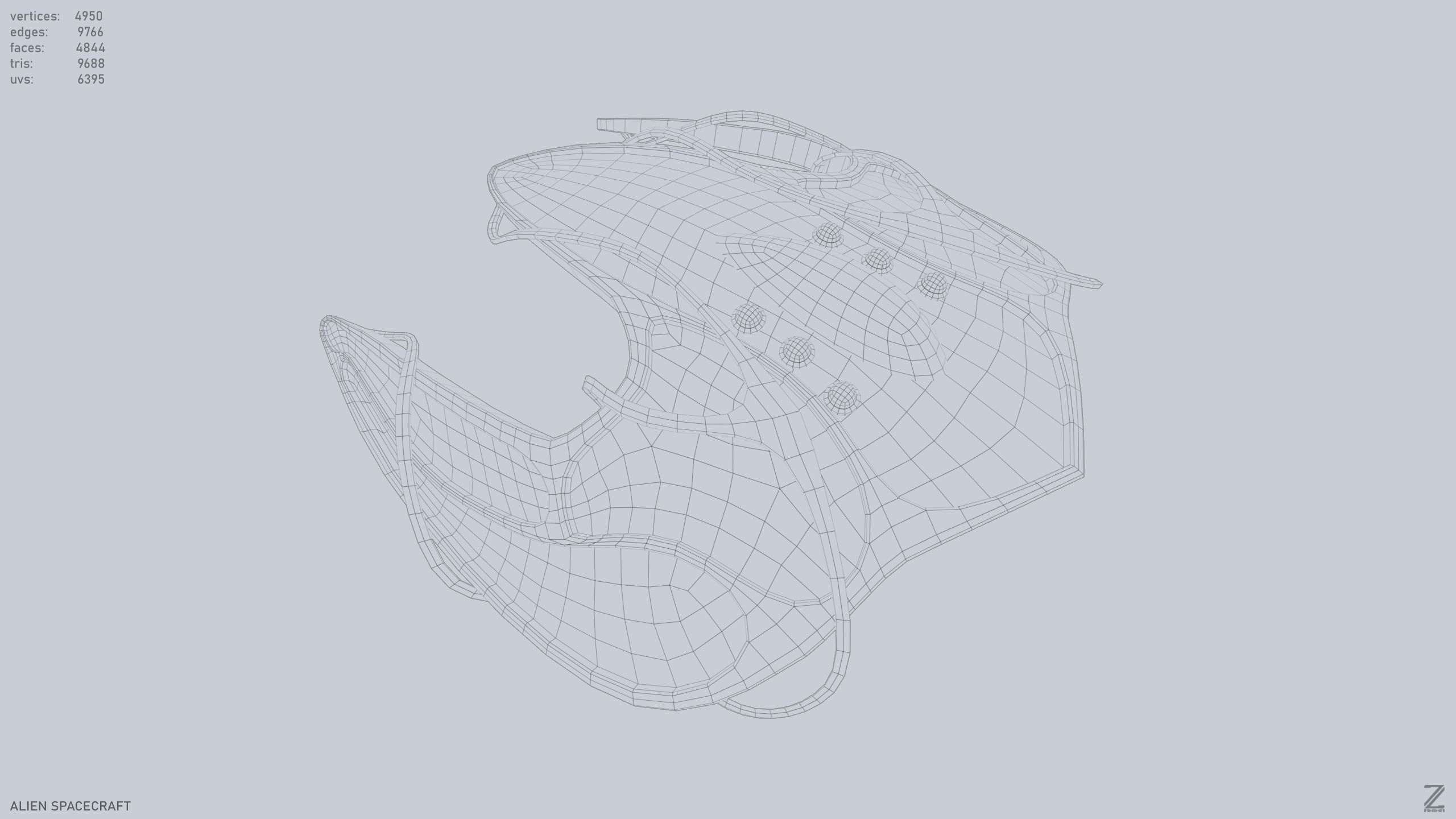 Alien spacecraft Low-poly 3D model_9