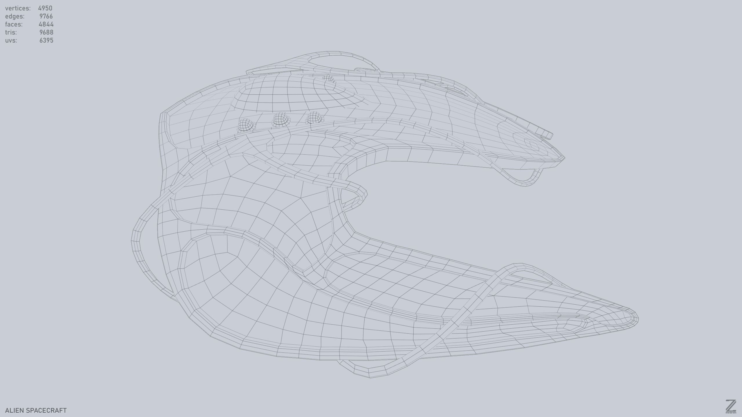 Alien spacecraft Low-poly 3D model_12