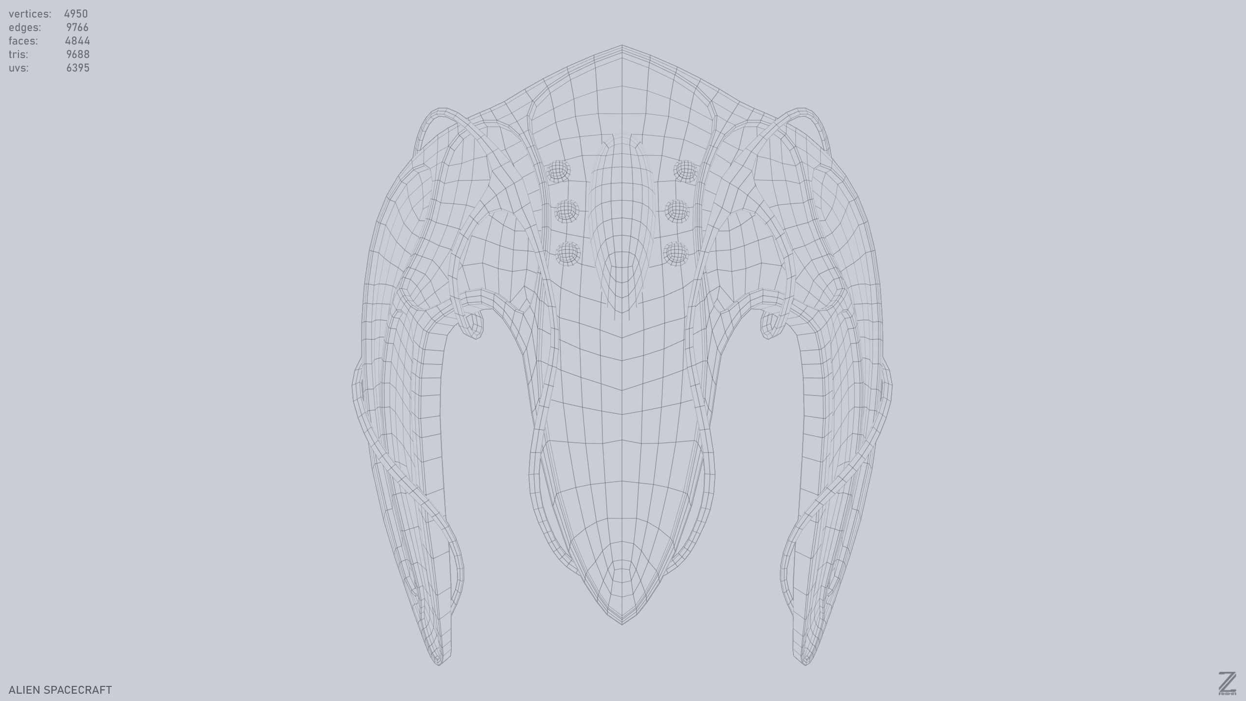 Alien spacecraft Low-poly 3D model_14