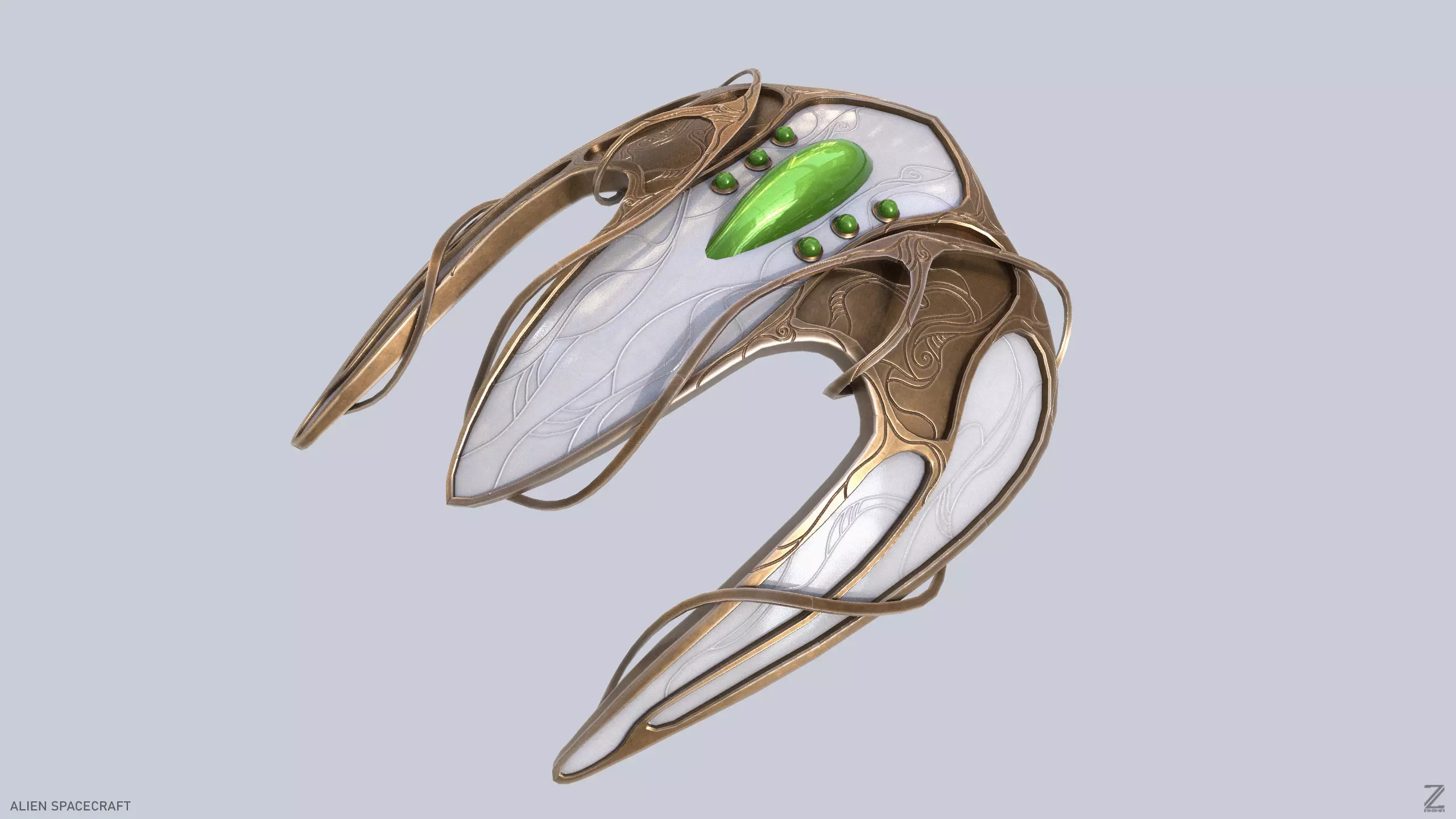 Alien spacecraft Low-poly 3D model_0
