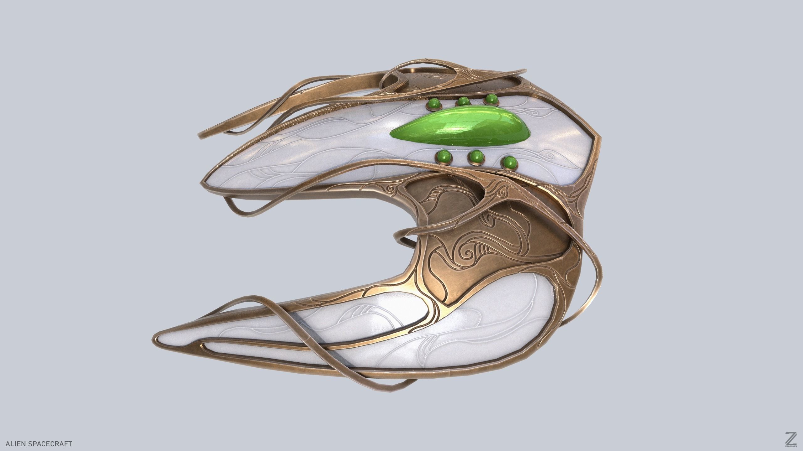 Alien spacecraft Low-poly 3D model_3