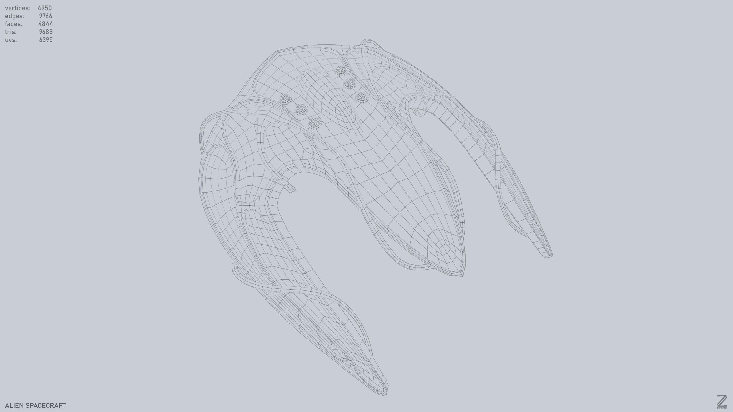 Alien spacecraft Low-poly 3D model_13