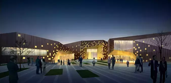 3Dmax fashion city commercial square building 319