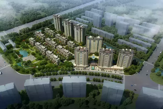 3Dmax fashion city commercial square building 323