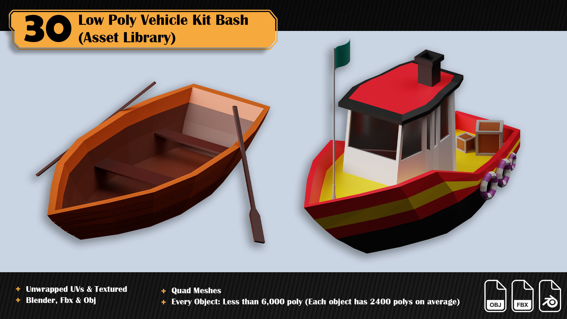 Low Poly Vehicle Asset Library Kitbash Low-poly 3D model_14