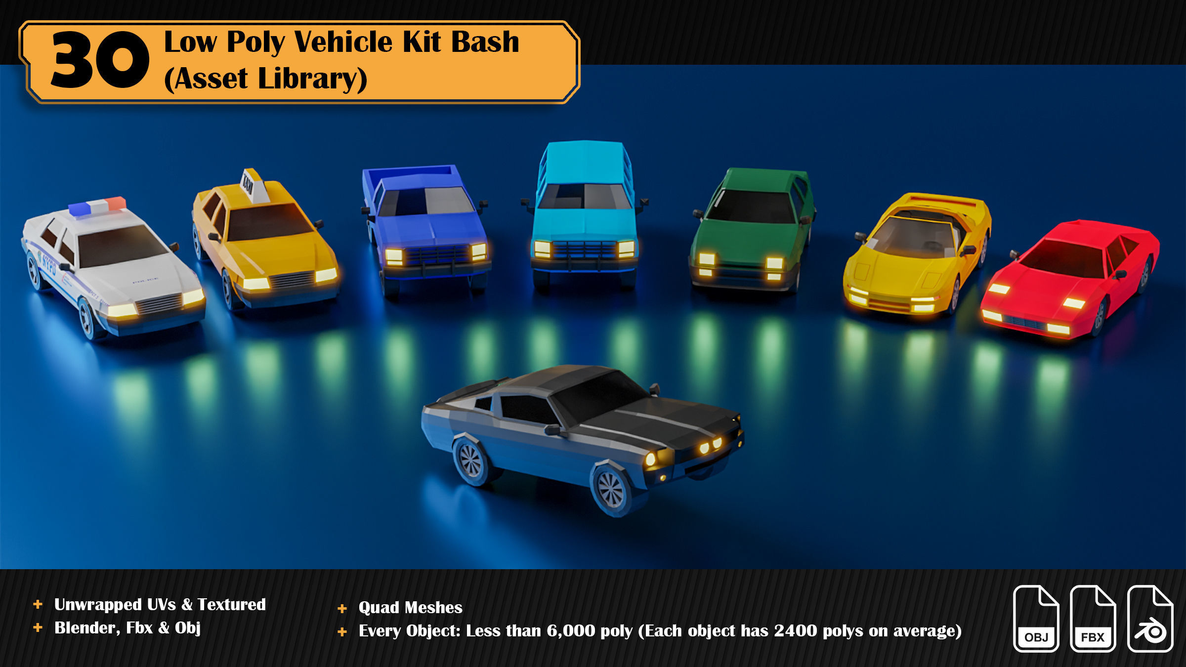 Low Poly Vehicle Asset Library Kitbash Low-poly 3D model_1