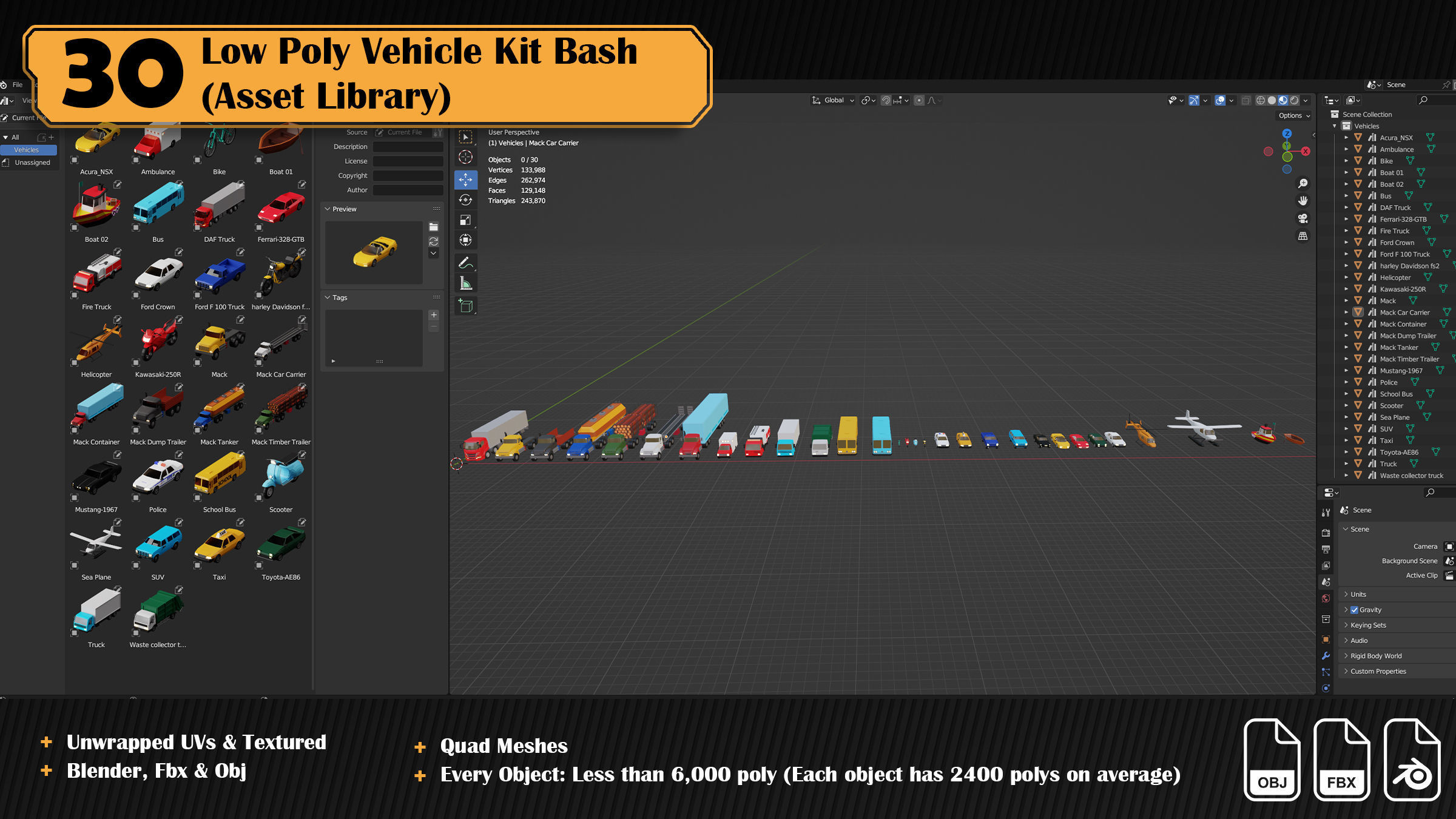 Low Poly Vehicle Asset Library Kitbash Low-poly 3D model_15