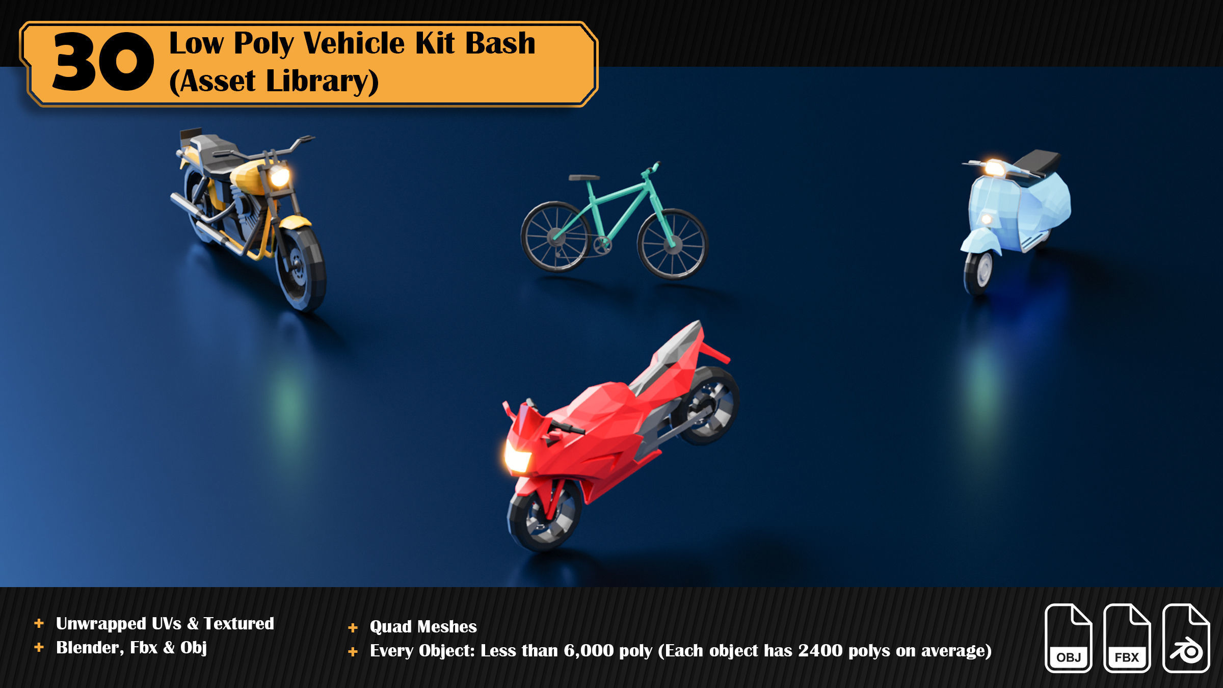 Low Poly Vehicle Asset Library Kitbash Low-poly 3D model_4
