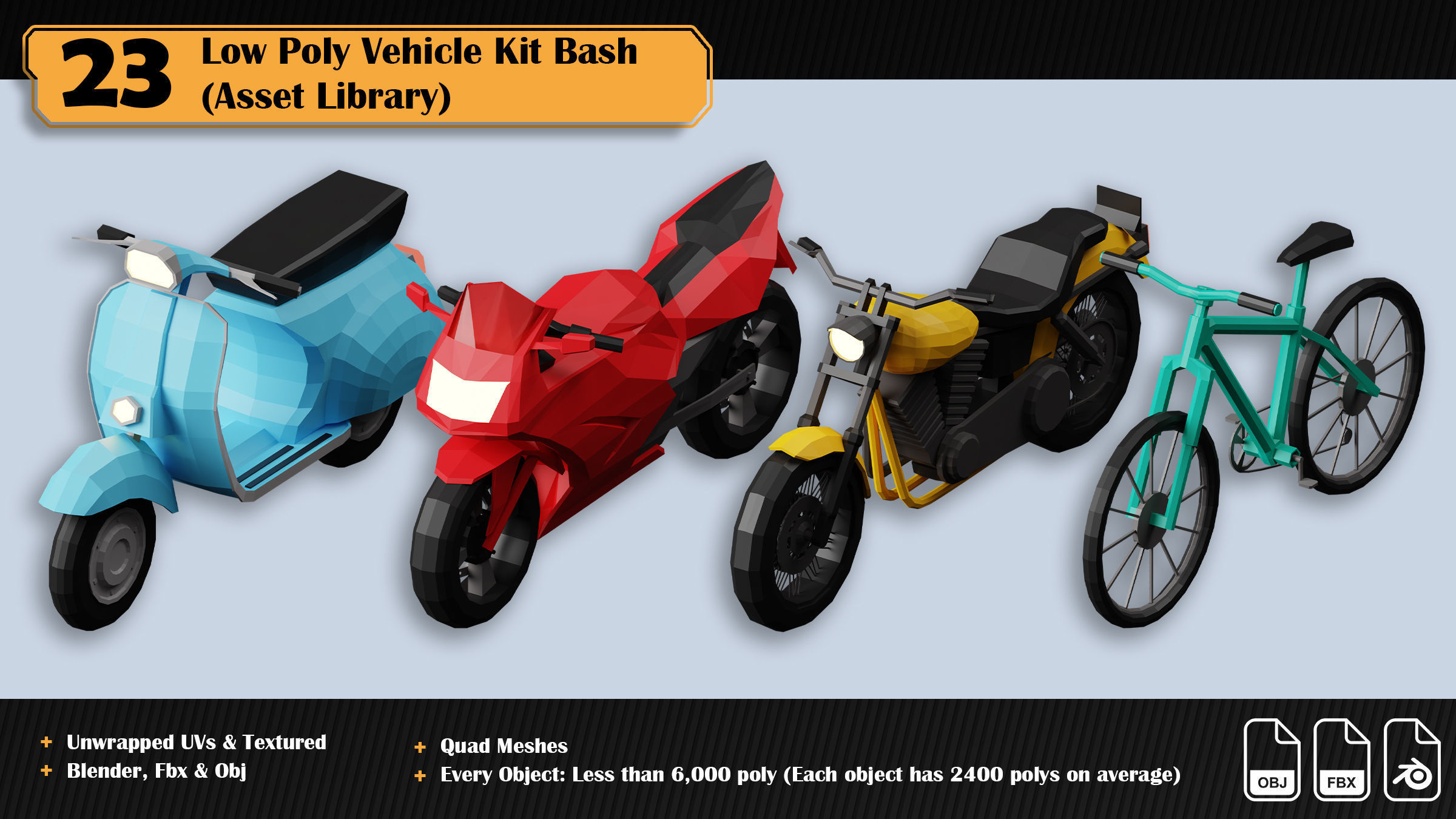 Low Poly Vehicle Asset Library Kitbash Low-poly 3D model_12