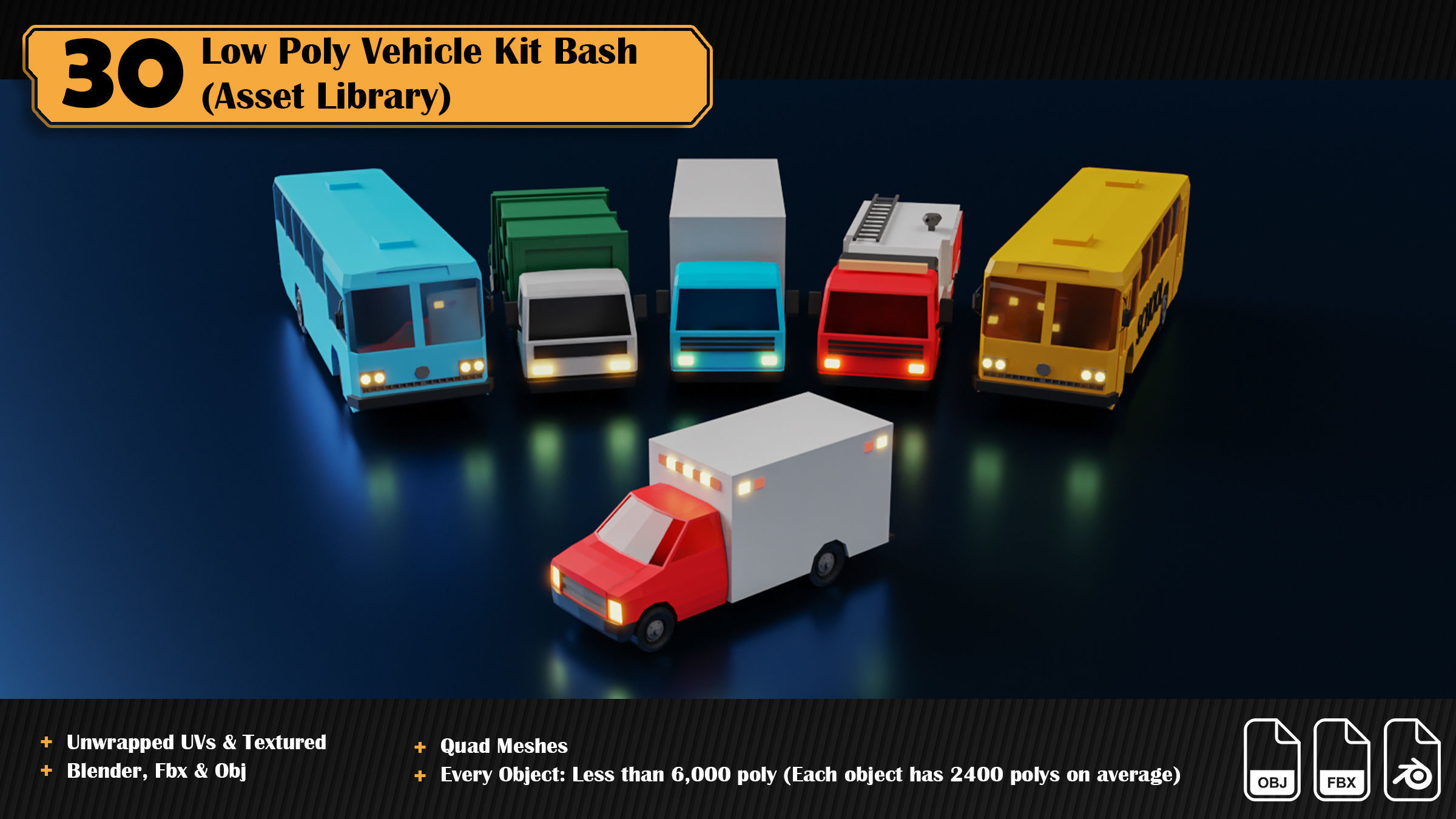 Low Poly Vehicle Asset Library Kitbash Low-poly 3D model_2