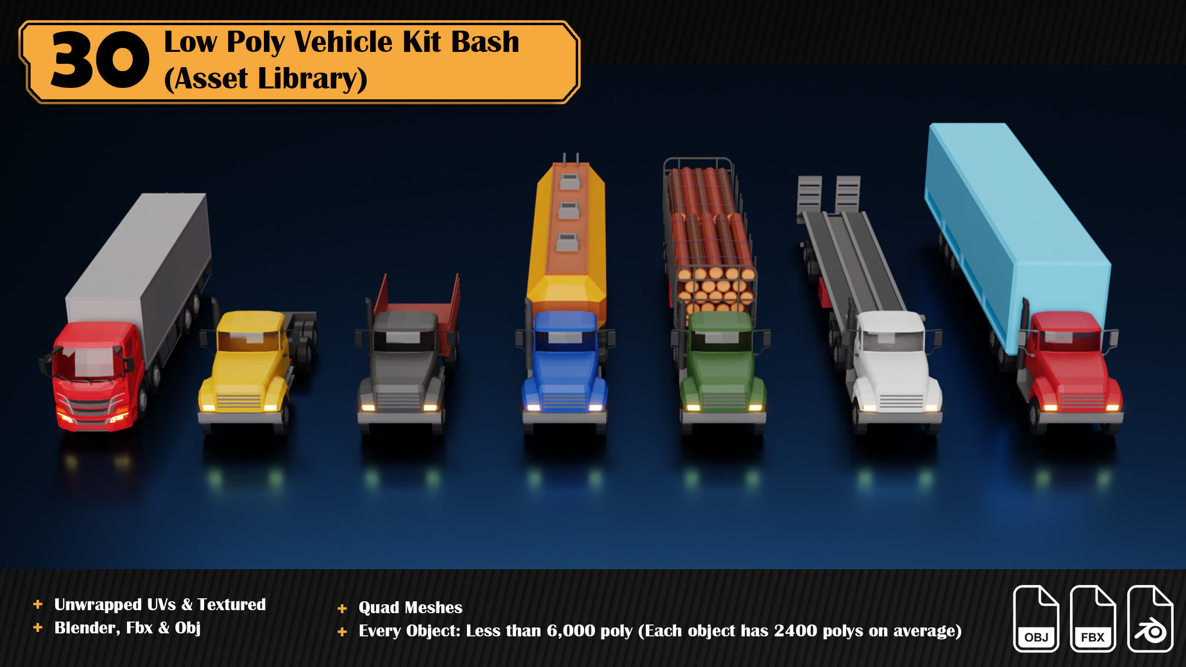 Low Poly Vehicle Asset Library Kitbash Low-poly 3D model_3