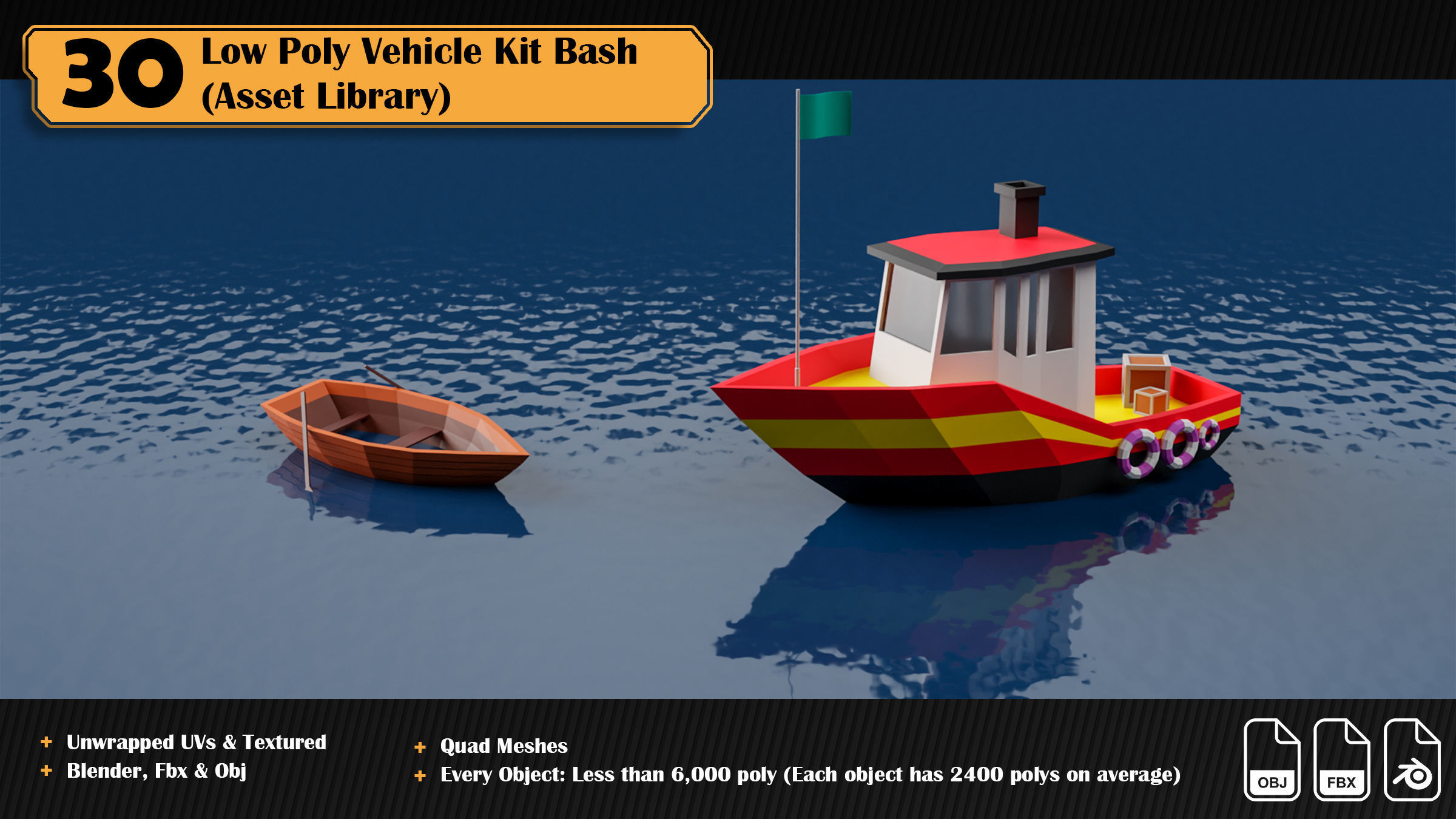 Low Poly Vehicle Asset Library Kitbash Low-poly 3D model_6