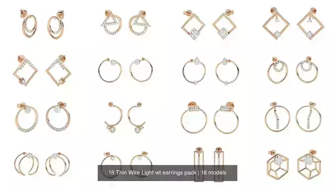 18 Thin Wire Light wt earrings pack