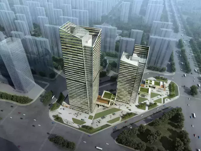 3Dmax fashion city commercial square building 333