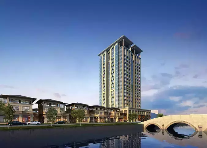 3Dmax fashion city commercial square building 349