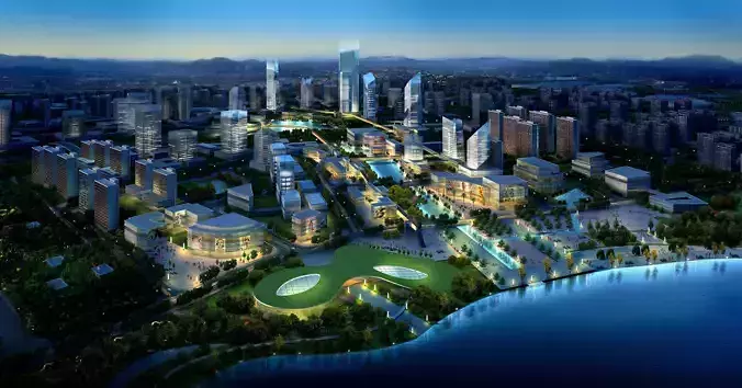 3Dmax fashion city commercial square building 350