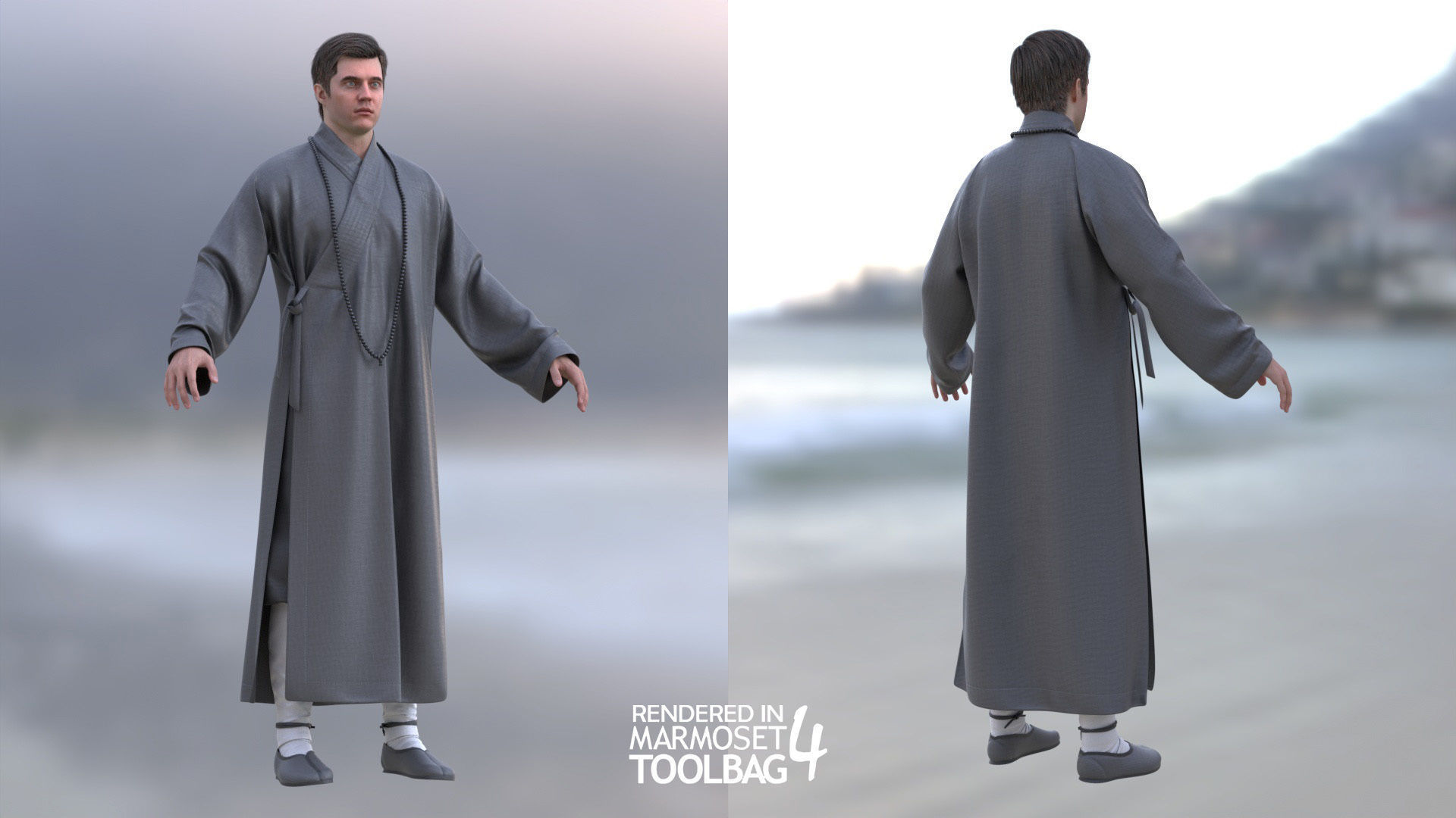 Man in Martial Suit 4 - Modular - Rigged Low-poly 3D model_6