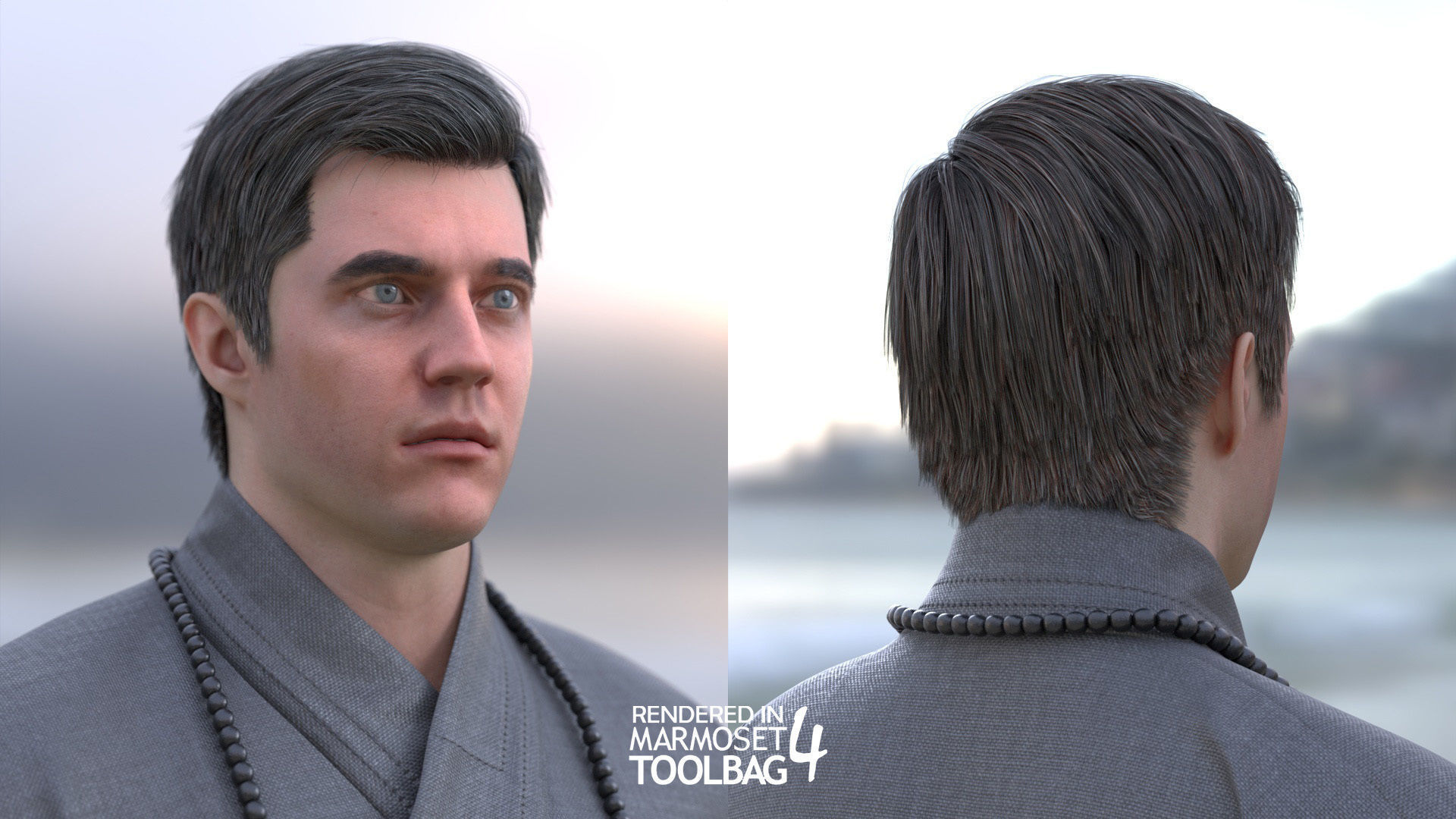 Man in Martial Suit 4 - Modular - Rigged Low-poly 3D model_10