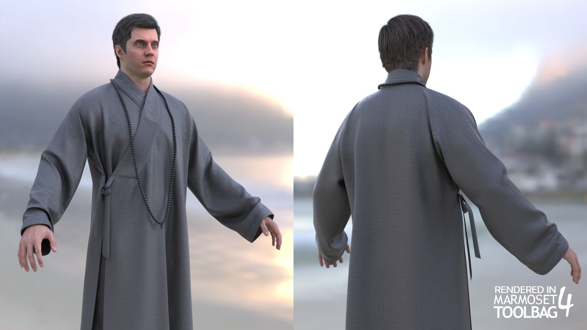 Man in Martial Suit 4 - Modular - Rigged Low-poly 3D model_4