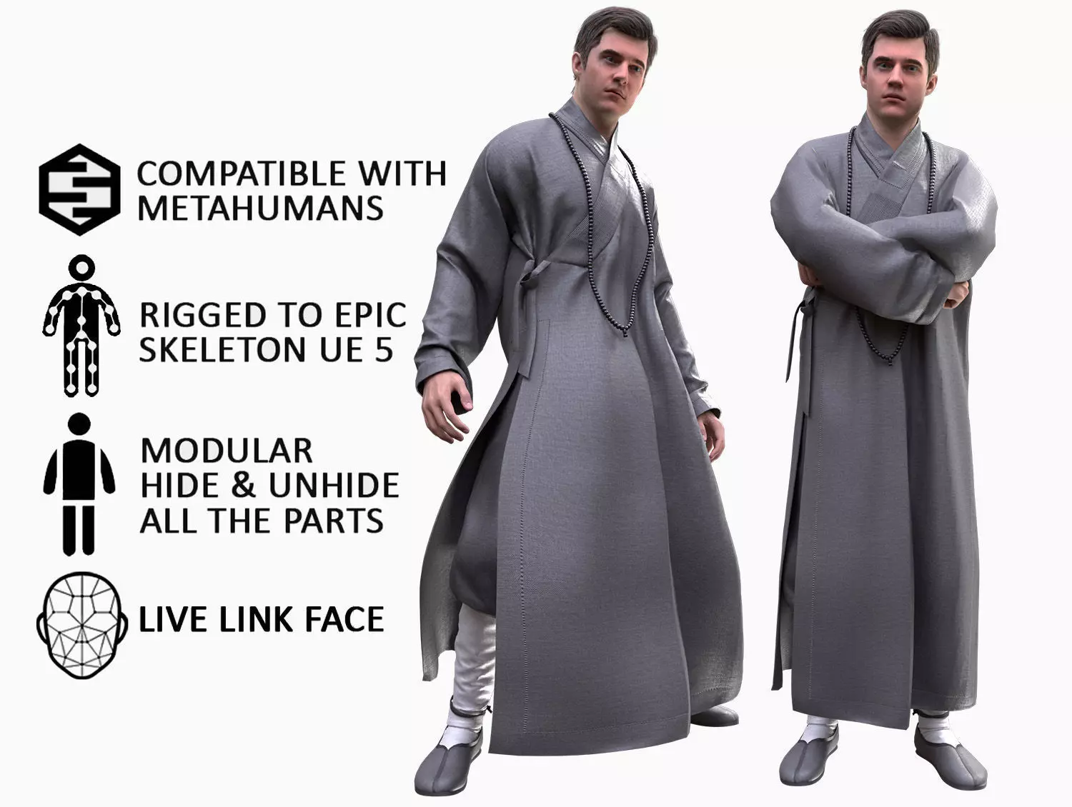 Man in Martial Suit 4 - Modular - Rigged Low-poly 3D model_0