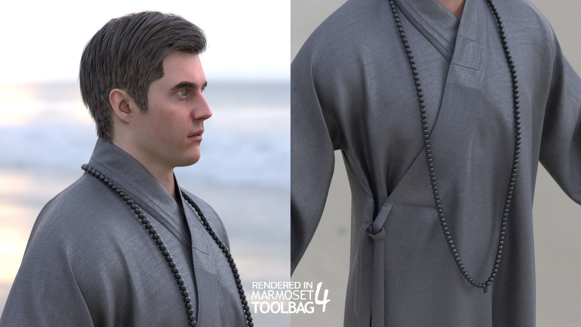 Man in Martial Suit 4 - Modular - Rigged Low-poly 3D model_8