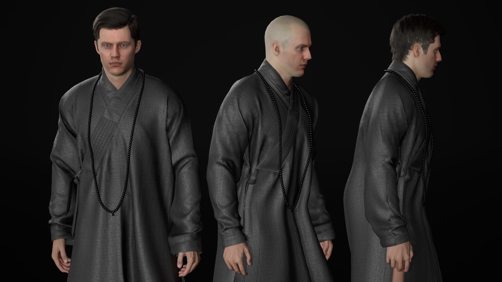 Man in Martial Suit 4 - Modular - Rigged Low-poly 3D model_18