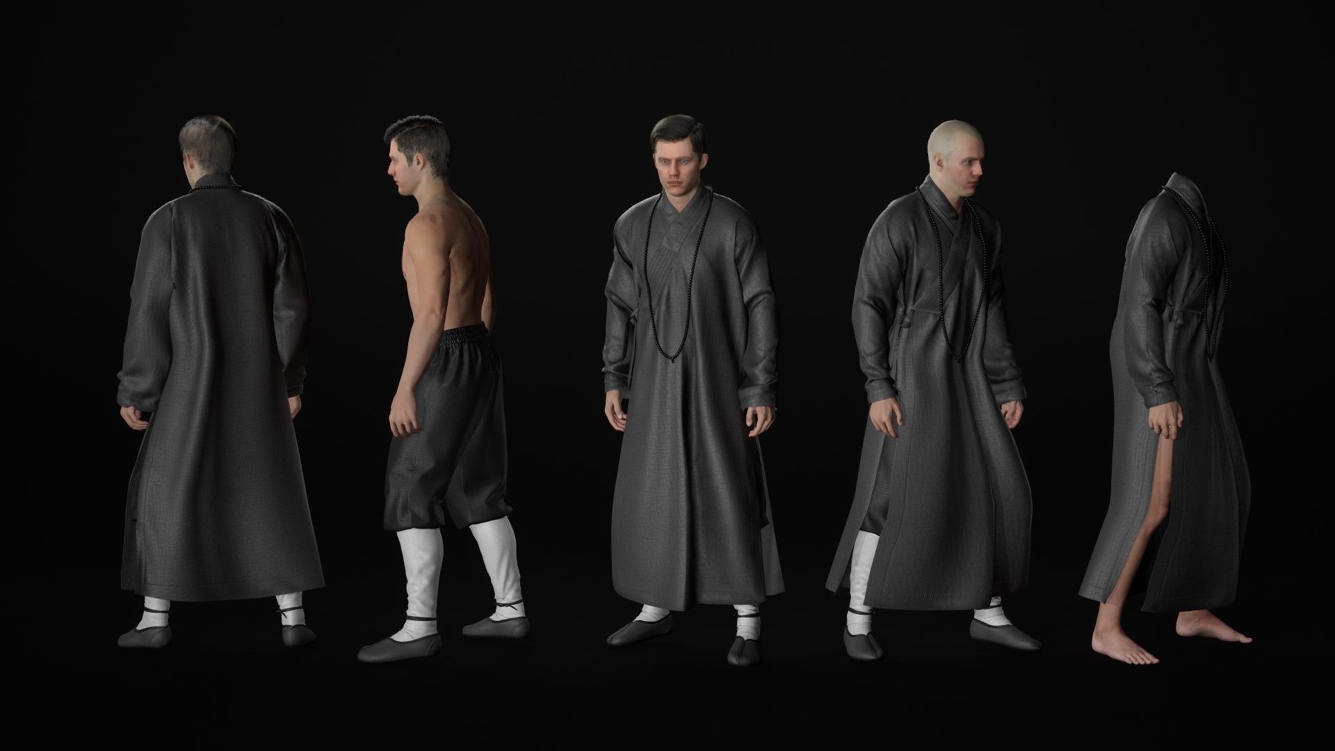 Man in Martial Suit 4 - Modular - Rigged Low-poly 3D model_17