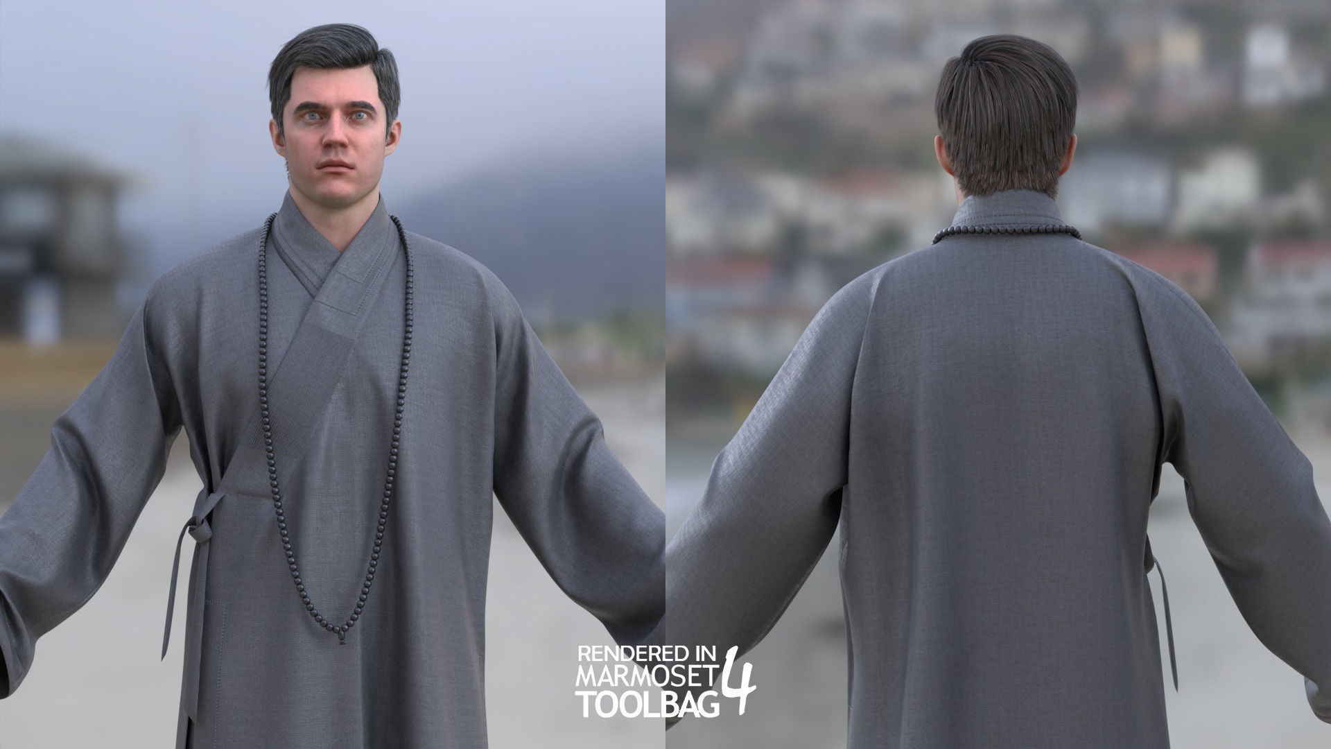 Man in Martial Suit 4 - Modular - Rigged Low-poly 3D model_7