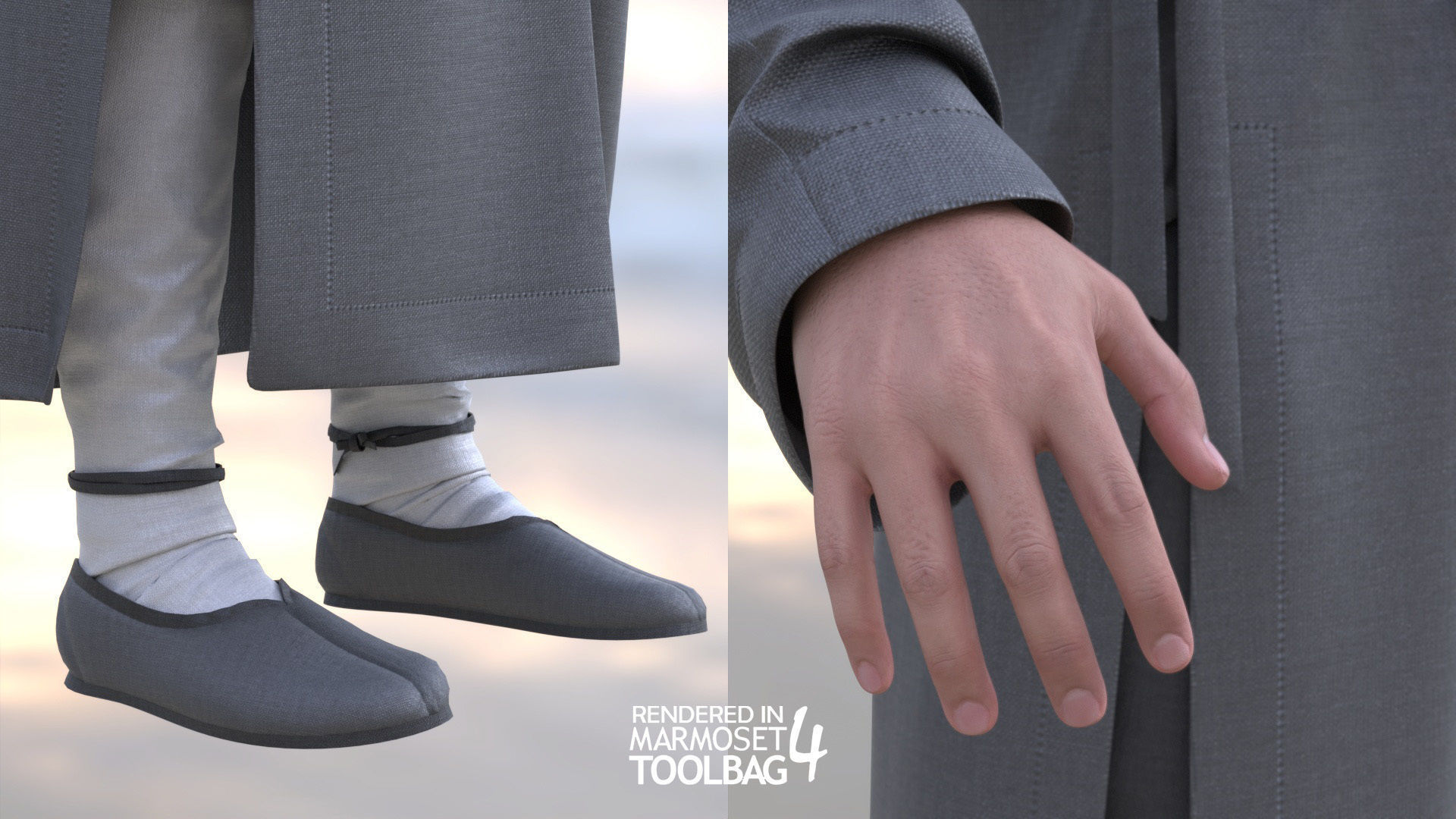 Man in Martial Suit 4 - Modular - Rigged Low-poly 3D model_9