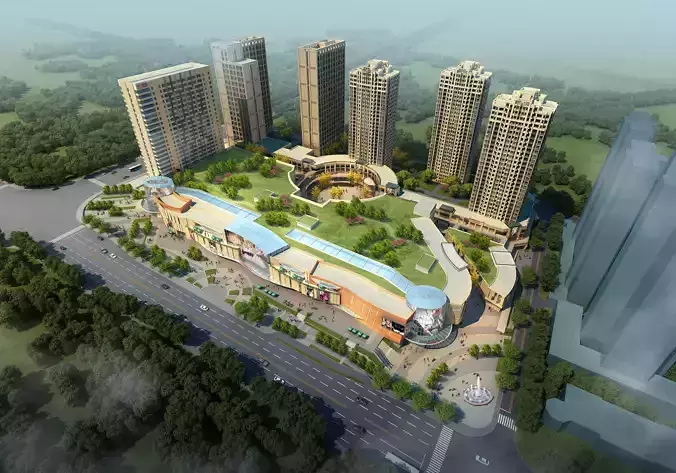 3Dmax fashion city commercial square building 353