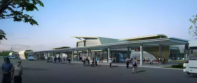 3Dmax fashion city commercial square building 355