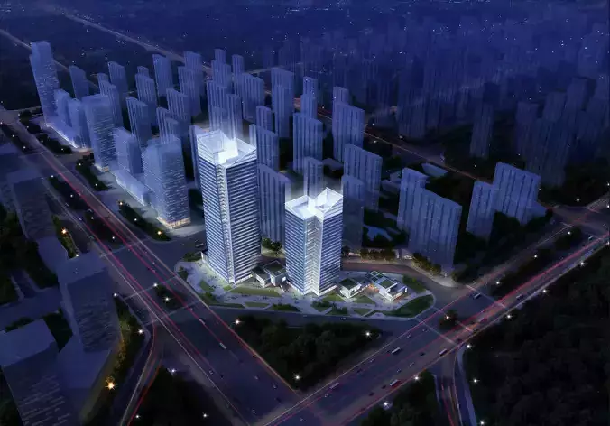 3Dmax fashion city commercial square building 357