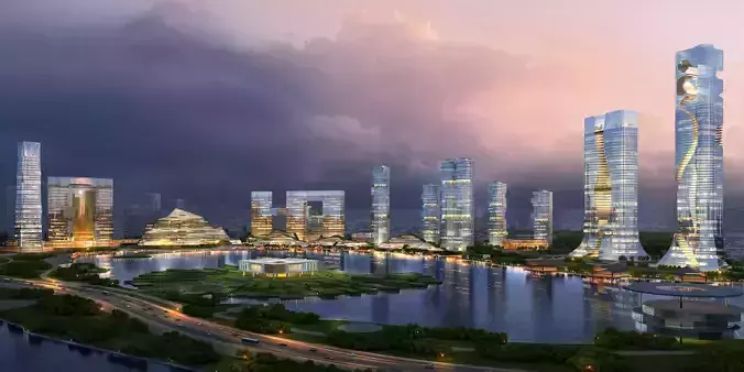 3Dmax fashion city commercial square building 363