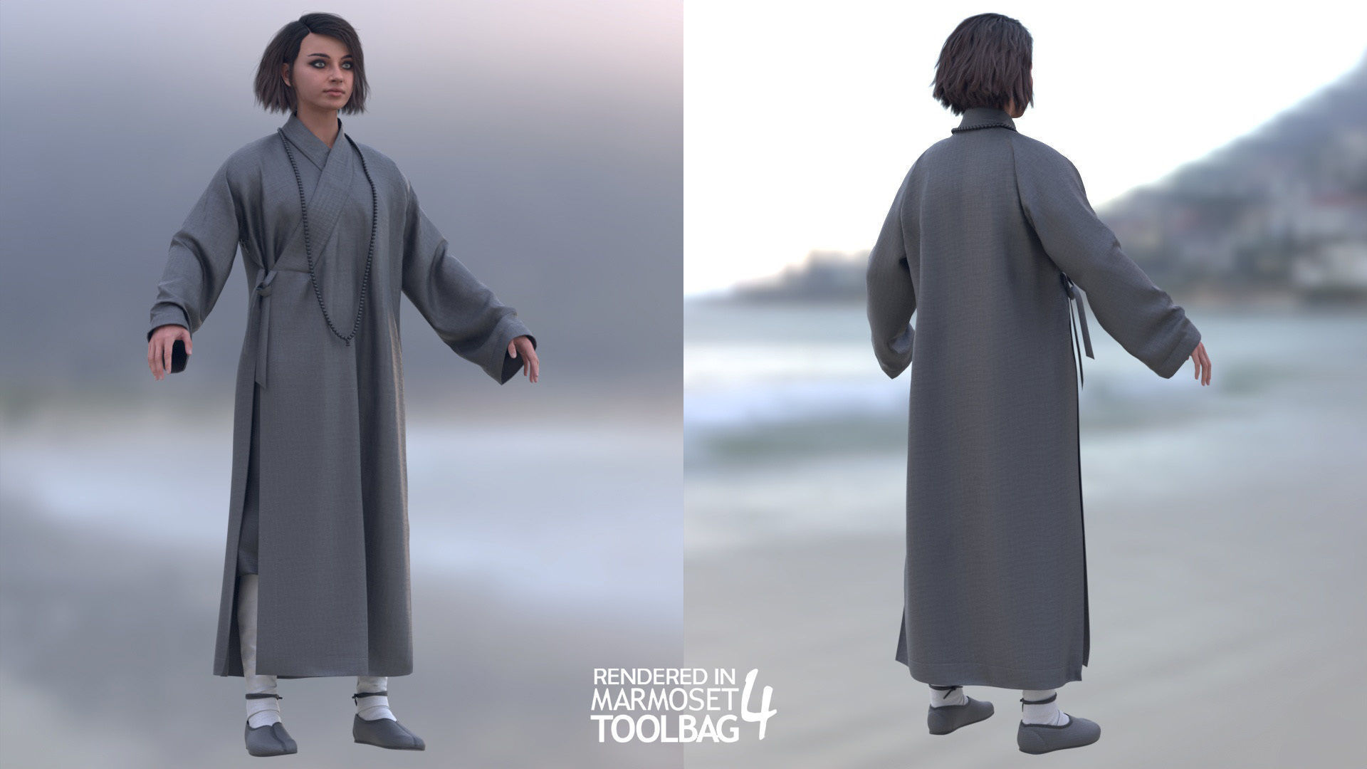 Woman in Martial Suit 4 - Modular - Rigged Low-poly 3D model_4