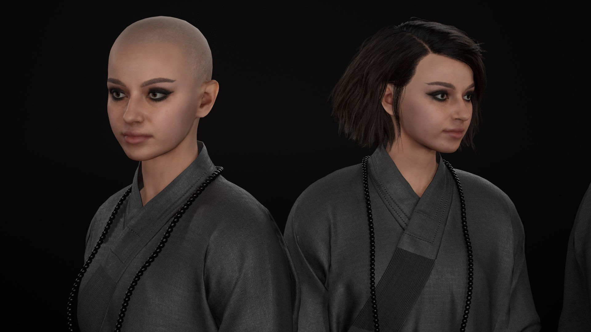 Woman in Martial Suit 4 - Modular - Rigged Low-poly 3D model_21