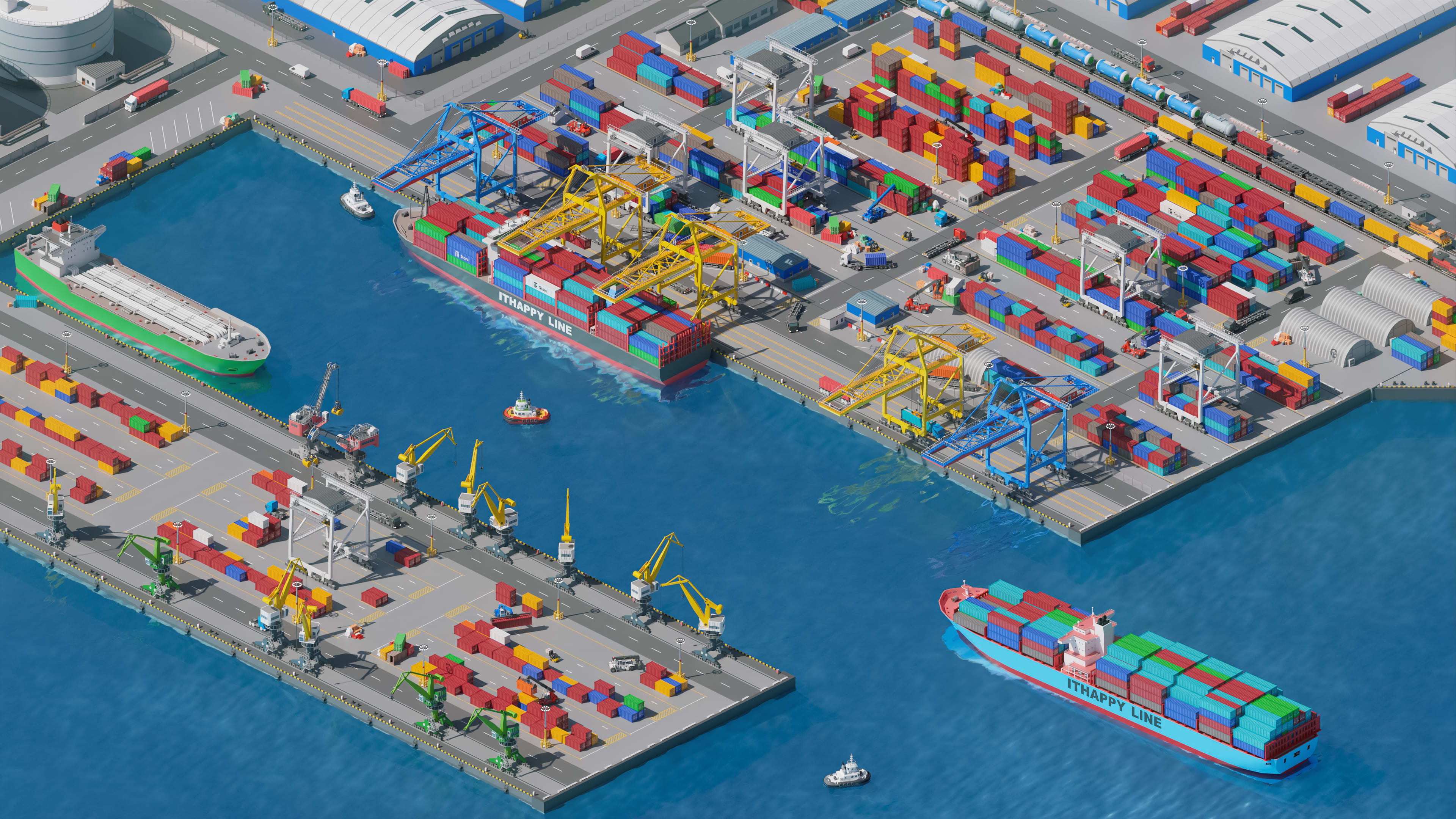 Port 1 Low-poly 3D model_3