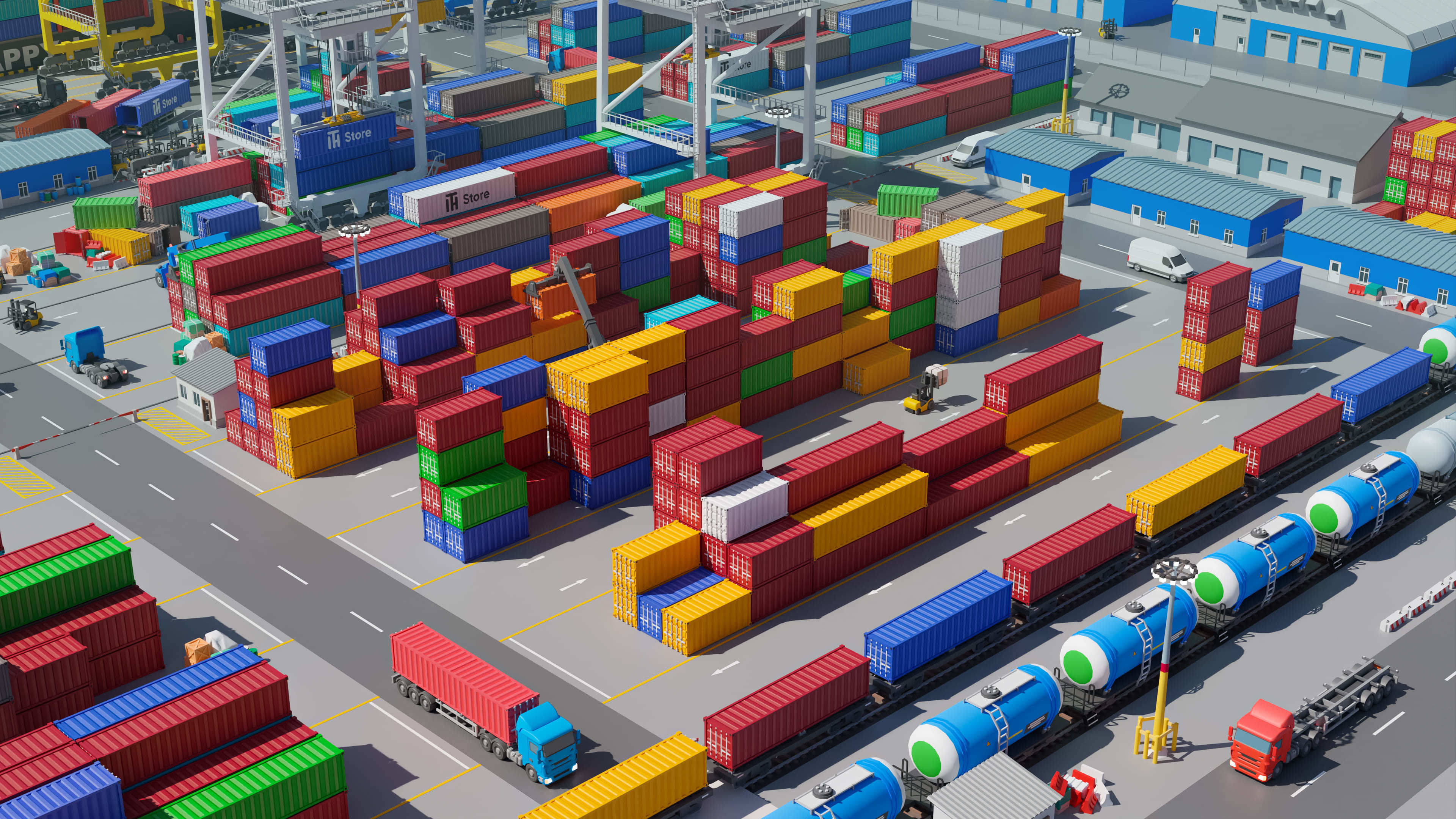 Port 1 Low-poly 3D model_13