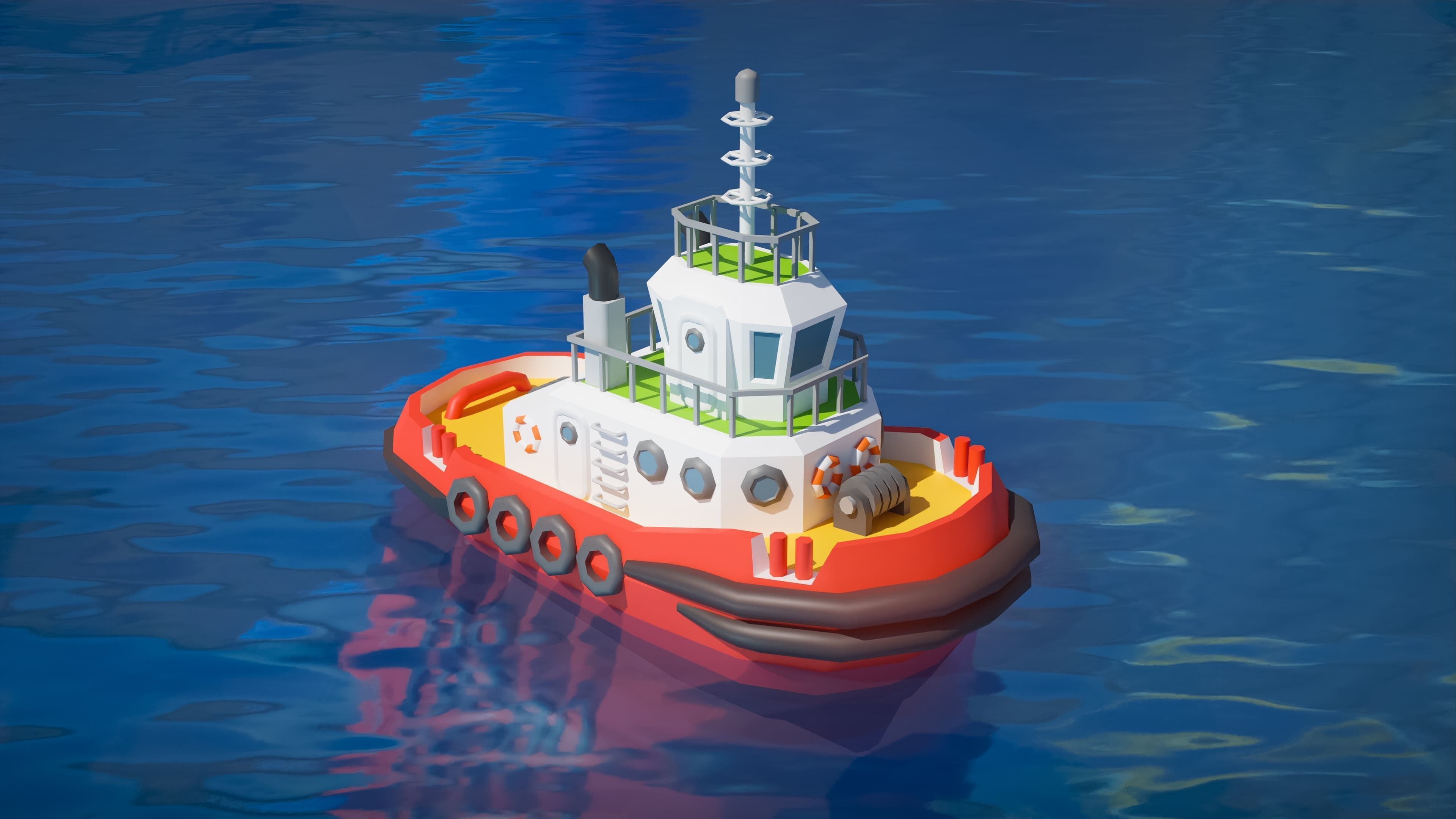 Port 1 Low-poly 3D model_16