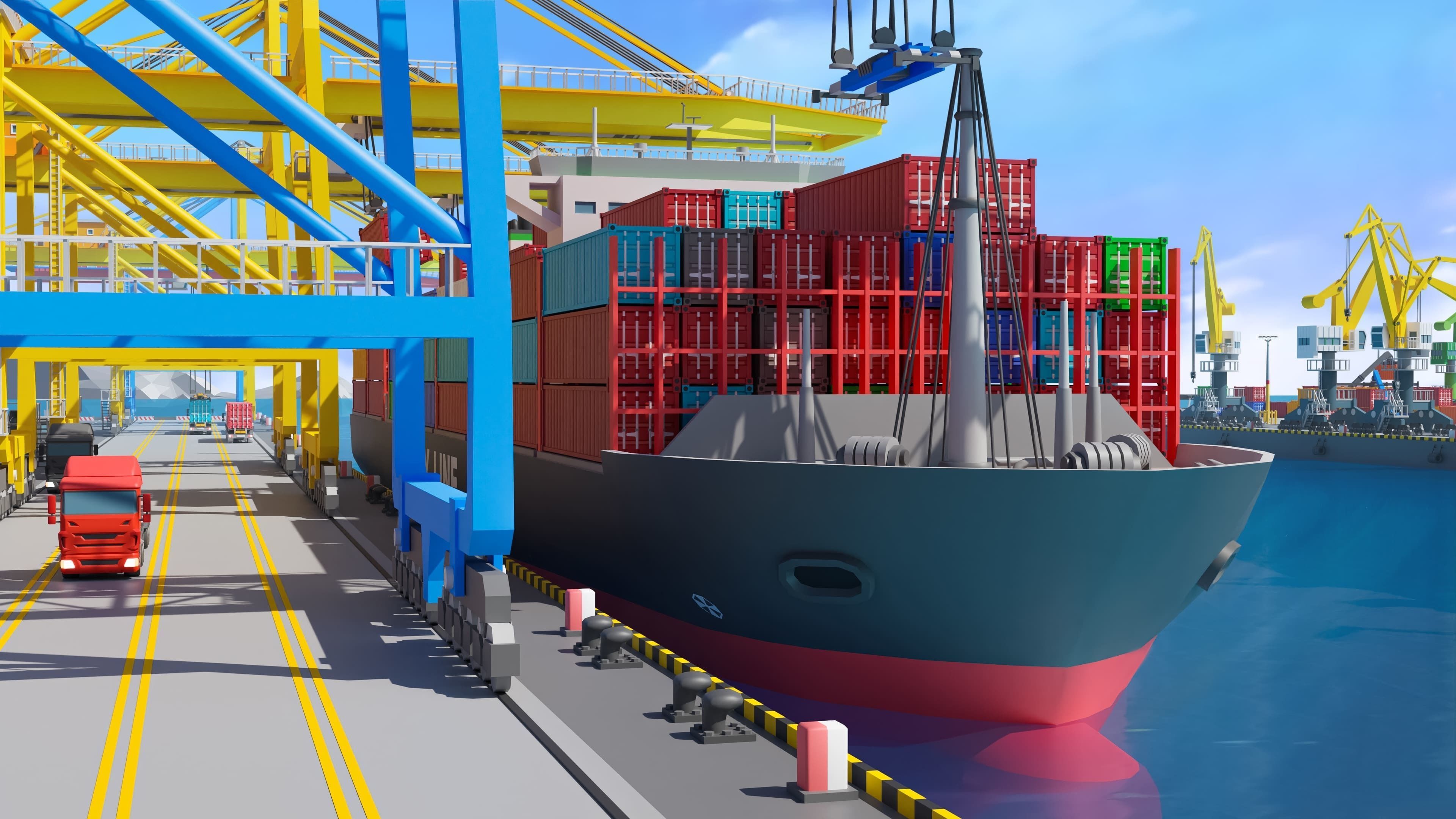 Port 1 Low-poly 3D model_32