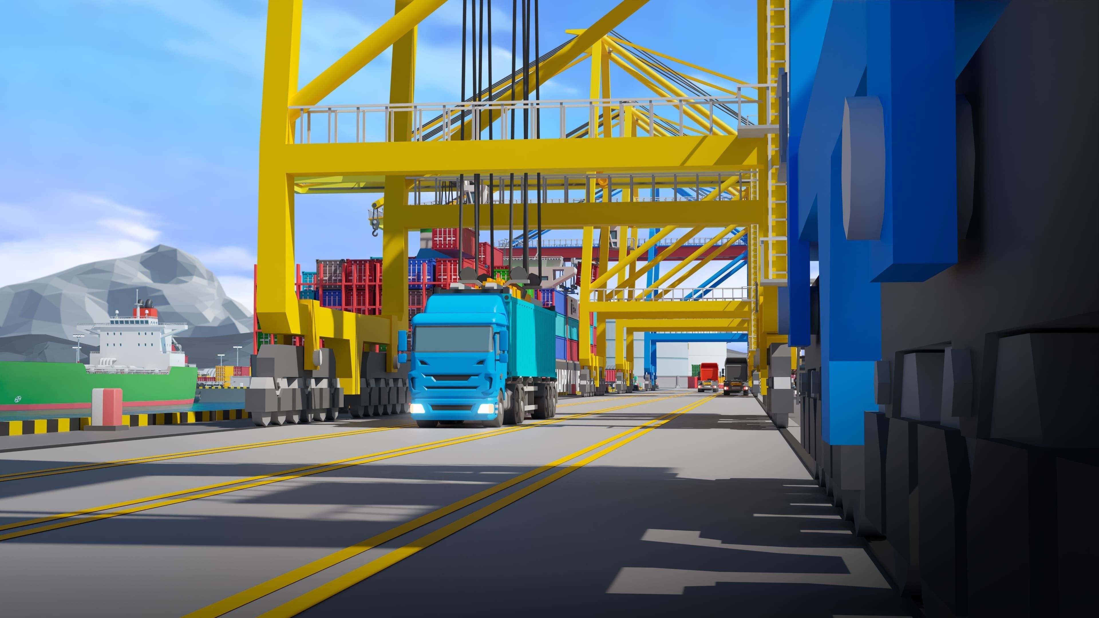 Port 1 Low-poly 3D model_10