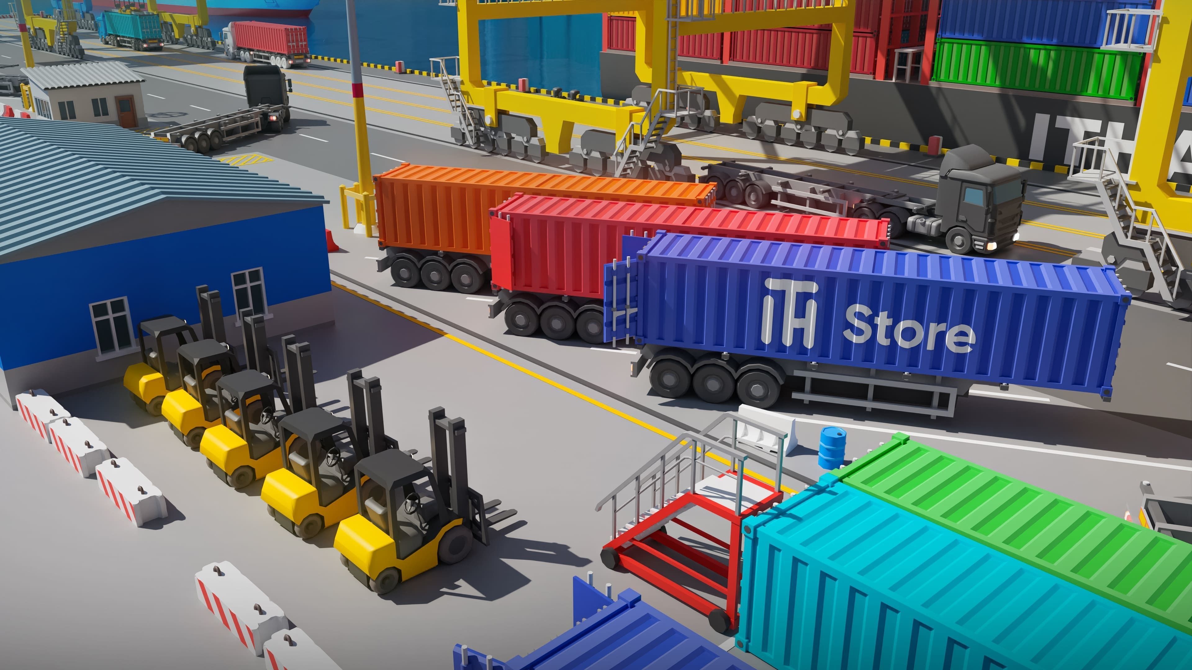 Port 1 Low-poly 3D model_29